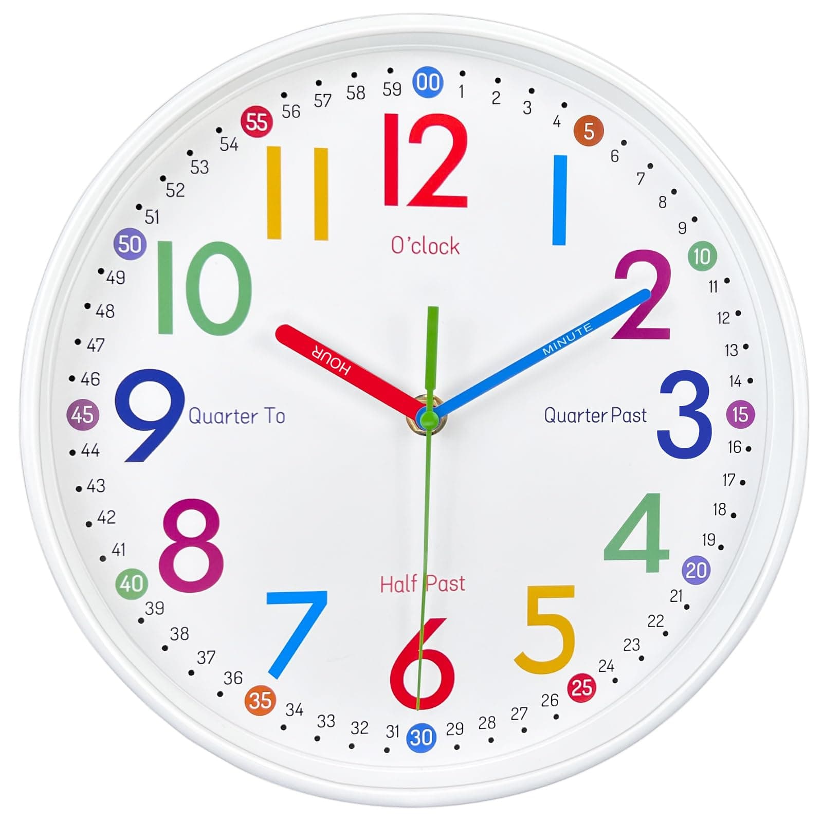 Wall Clock for Kids: Telling Time Teaching Wall Clocks Silent Non-Ticking Clocks Battery Operated, Rustic Farmhouse Modern Clock Decorative for Kitchen Living Room Bedroom(8 Inch)
