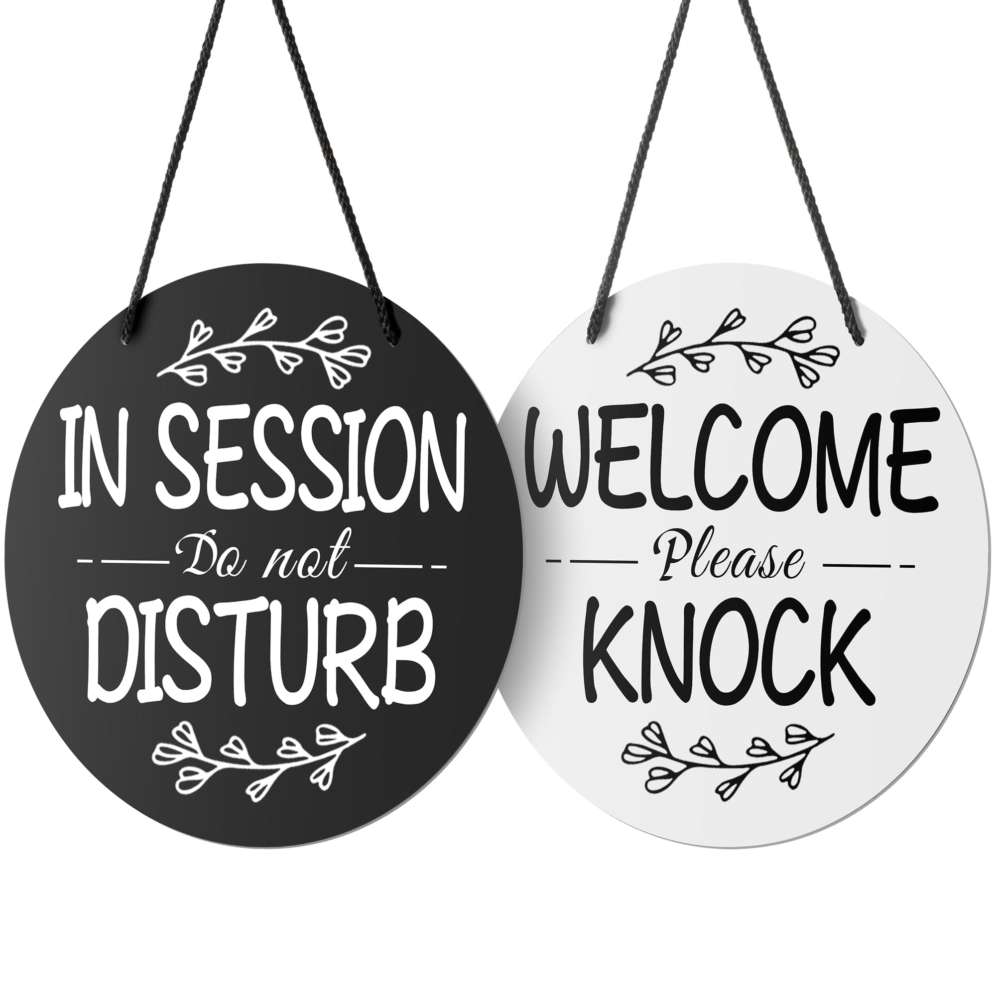 Do not Disturb Office Sign for Door Office Hanger, meeting in progress door sign,Welcome Please Knock Double-Sided Round Sign (9 inch)