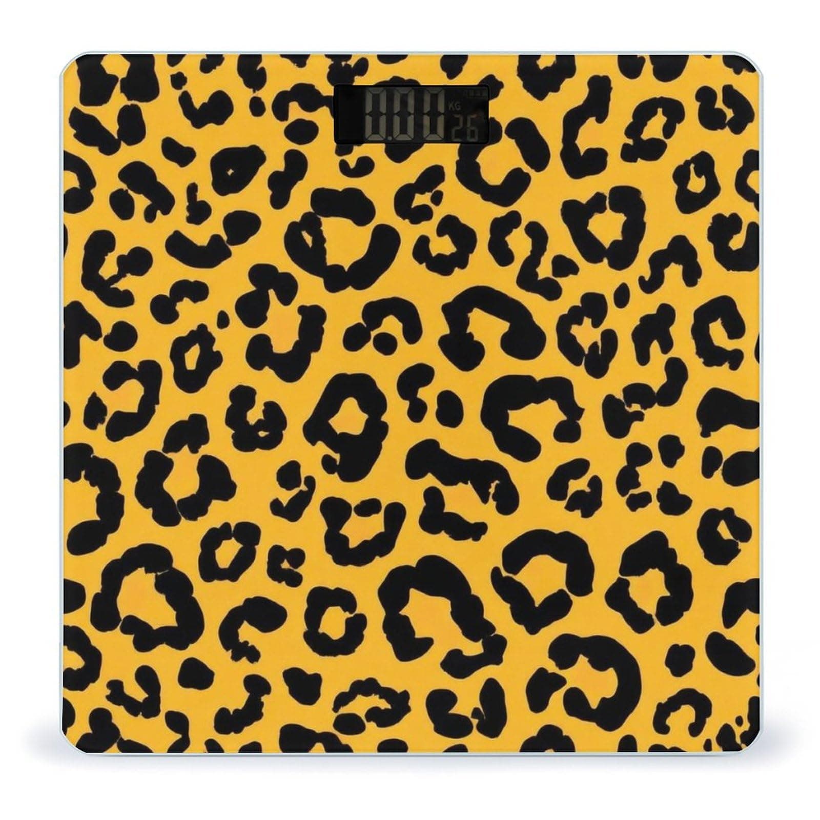 Women's Fashion Automatic Switch Digital Bathroom Weighing Scale Smart Scale Animal Skin Cheetah Leopard Leather Print Yellow