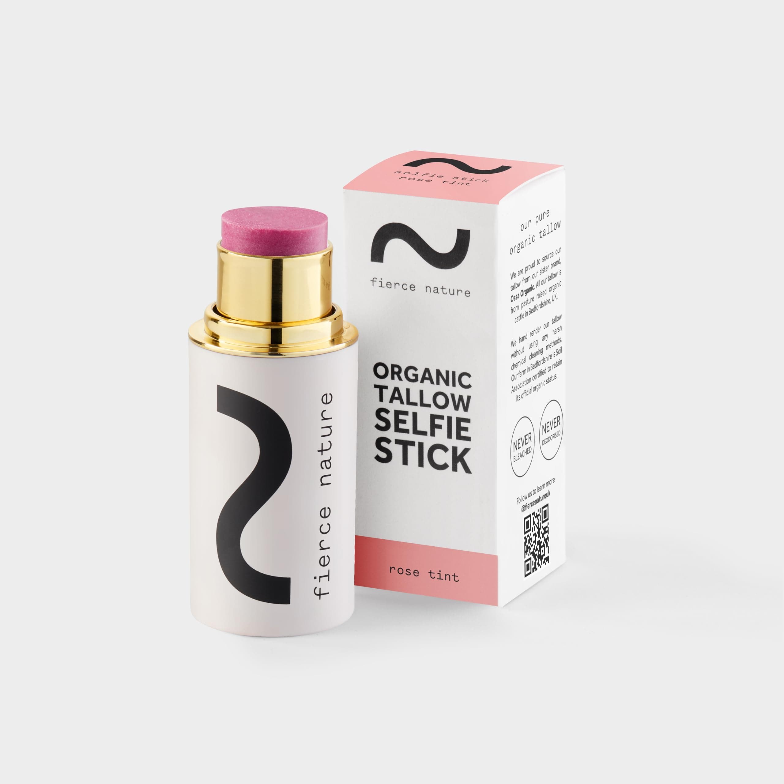 Fierce Nature Multi-Use Tallow Balm Selfie Stick for Contour, Blush, Lips & Face – Nourishing Natural Moisturizer - (Rose Tint, 7g)