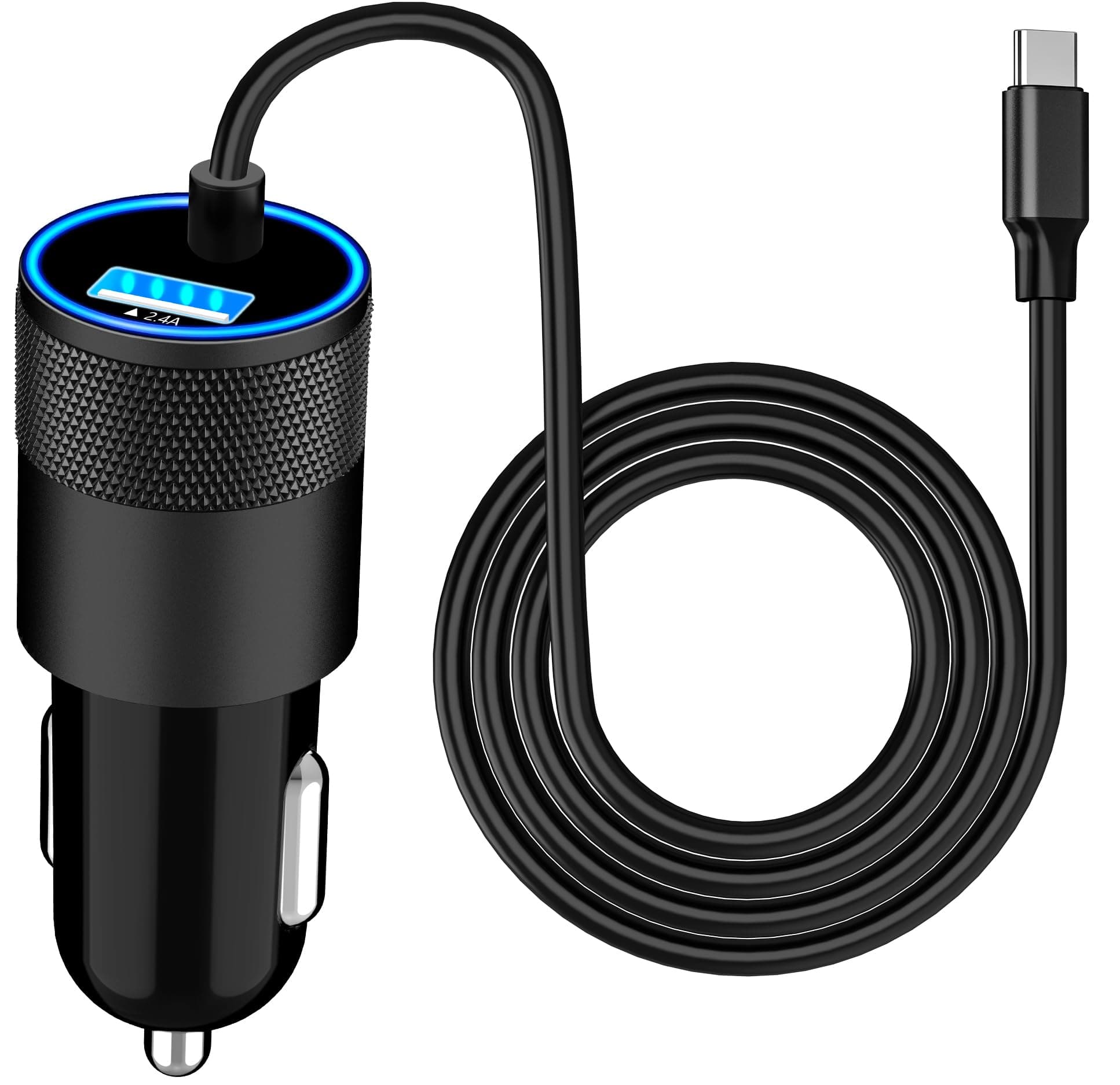 [Apple MFi Certified] iPhone 16 Car Charger, Caiinei 4.8A USB Car Power Cigarette Lighter Adapter USB-C Carplay Fast Charger with 6FT Type-C Cable for iPhone 16/16 Pro Max/15 Pro/Galaxy S25/S24/Pixel