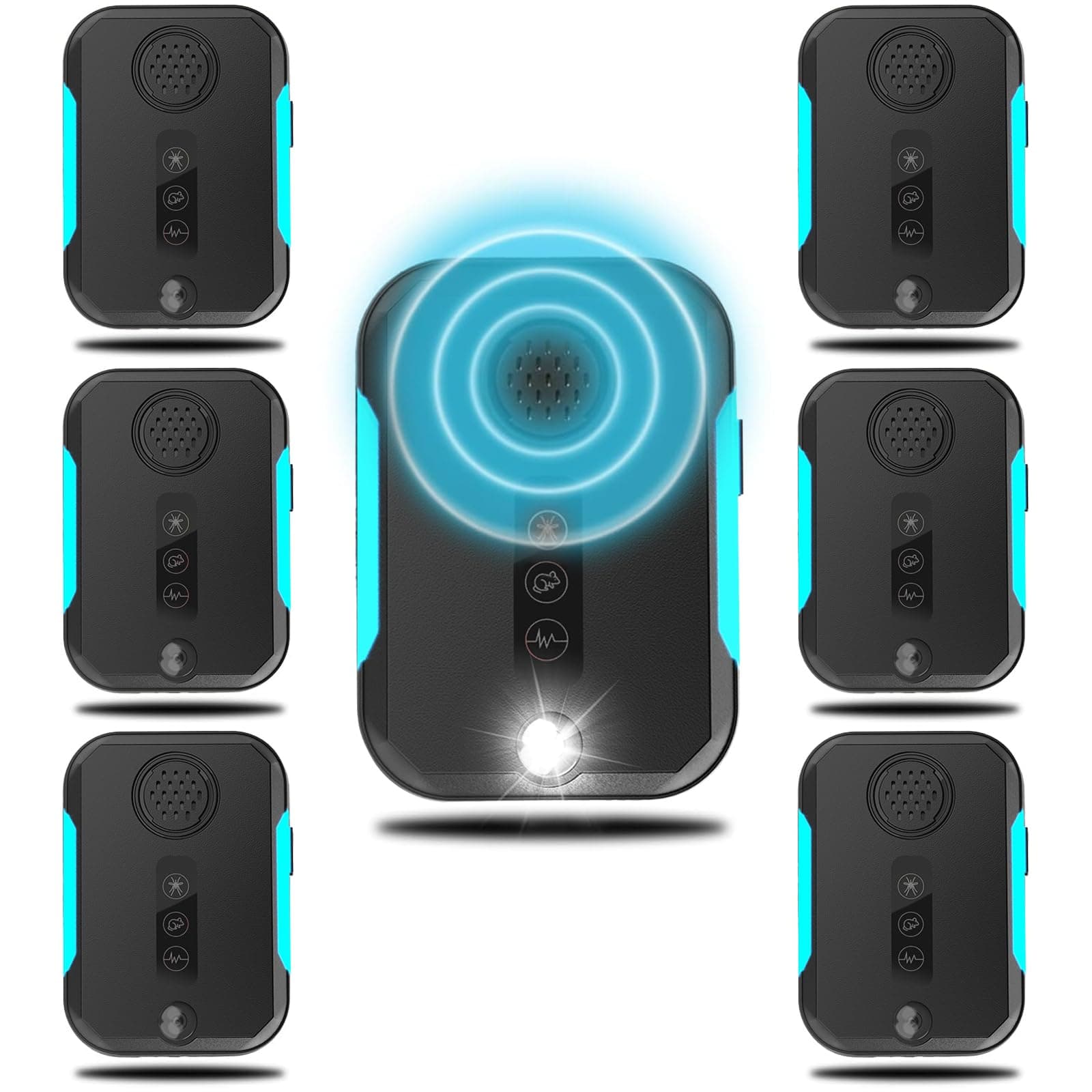 6 Pack Ultrasonic Pest Control Repeller, Mouse Repellent Indoor for Spider Bug Roach Ant Mosquito Rat Mice Insect Deterrent, Mouse Rodent Repellent Ultrasonic Plug in, 4 Mode Switching, Black