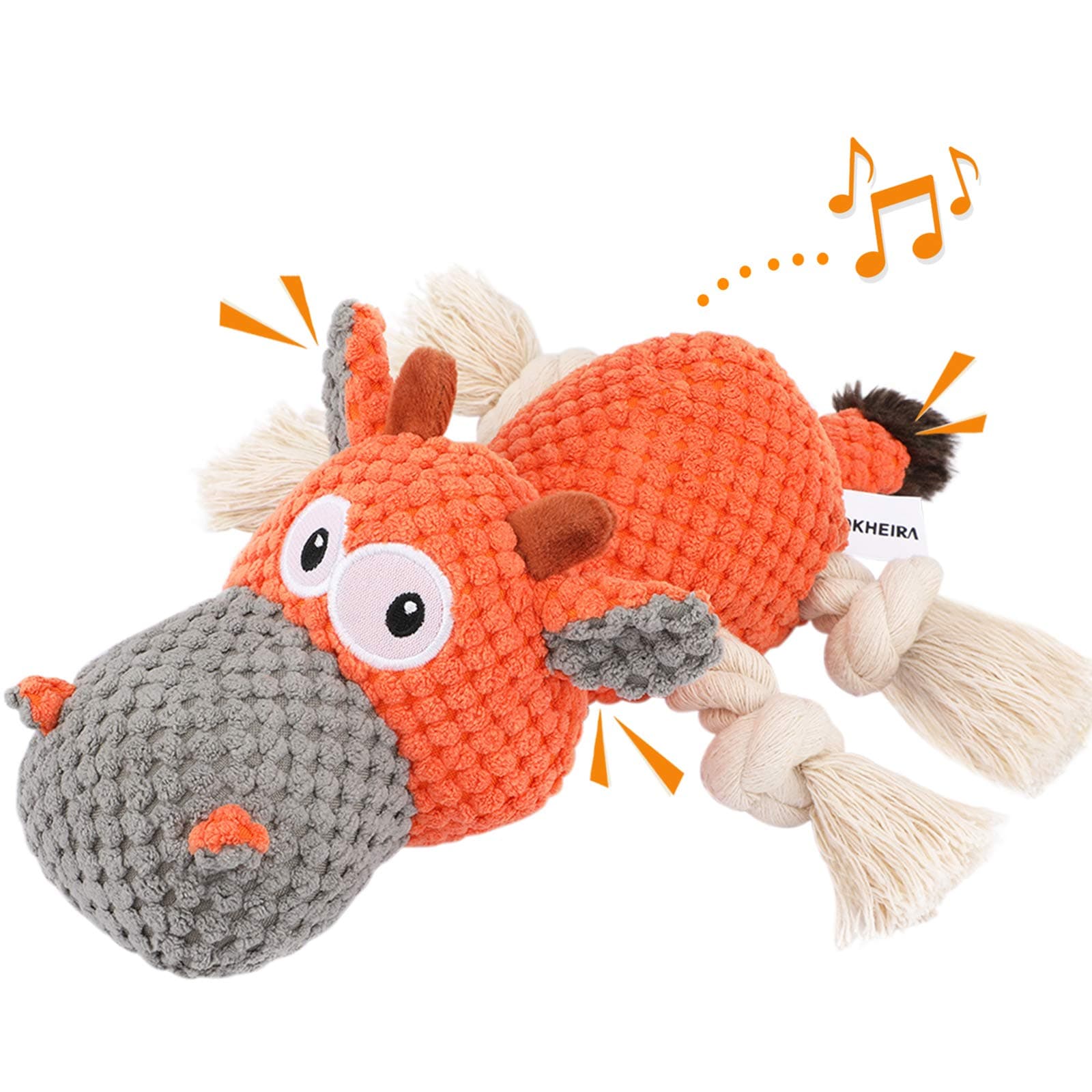 IOKHEIRA Dog Plush Toy for Large Aggressive Chewers, Indestructible Dog Squeaky Toys, Stuffed Animals Toys with Cotton Material and Crinkle Paper, Durable Chewing Toys