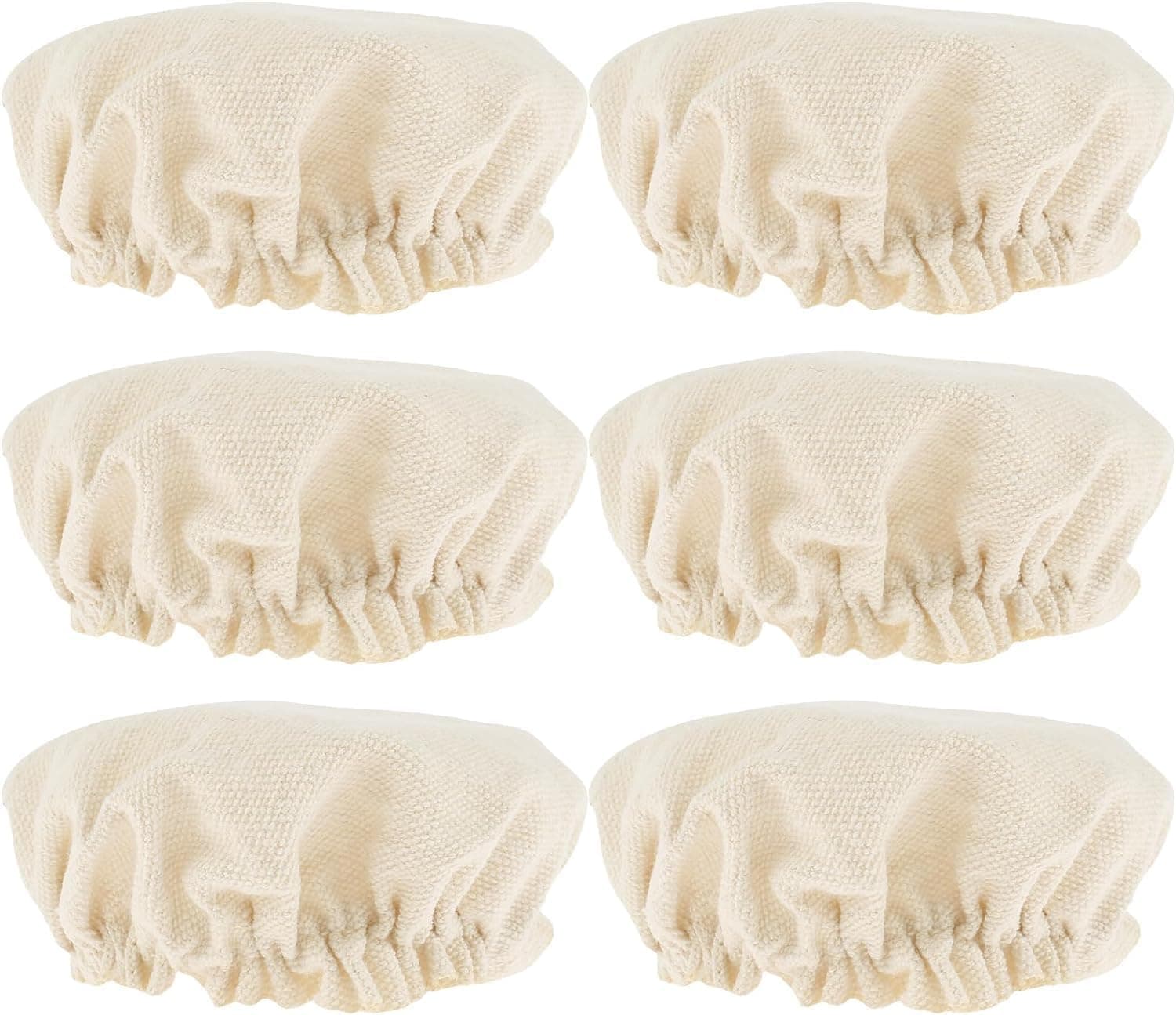 6 Pcs Beige Sourdough Starter Jar Cloth Covers,Cotton Linen Bread Fermentation Cover,Sourdough Starter Jar Kits Replacement,Elastic Cloth Covers Fit Jars Mouth from 3-4 inch Set Canning Lids