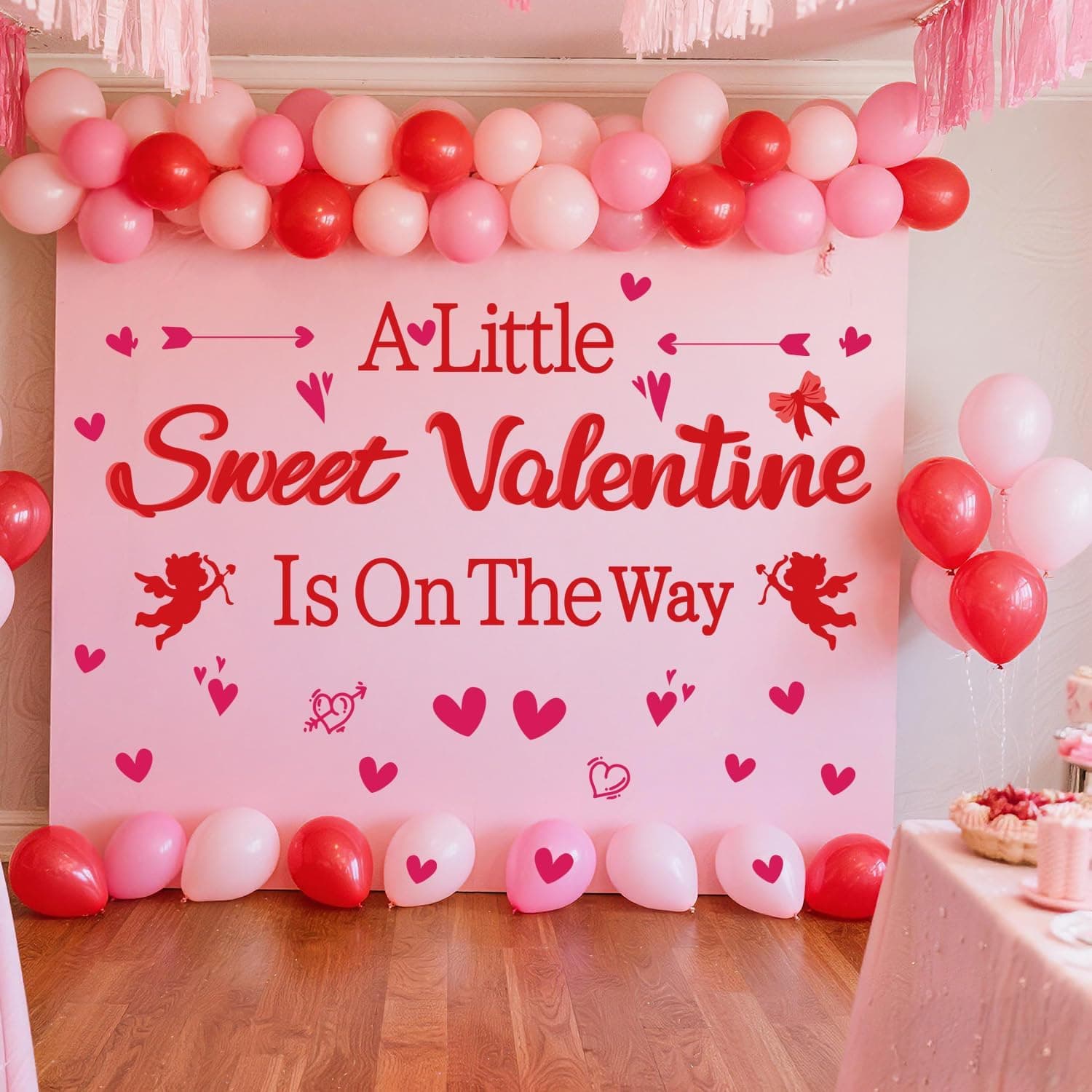HLNIUC A Little Sweet Valentine Decals Red Hearts Birthday Banner Stickers