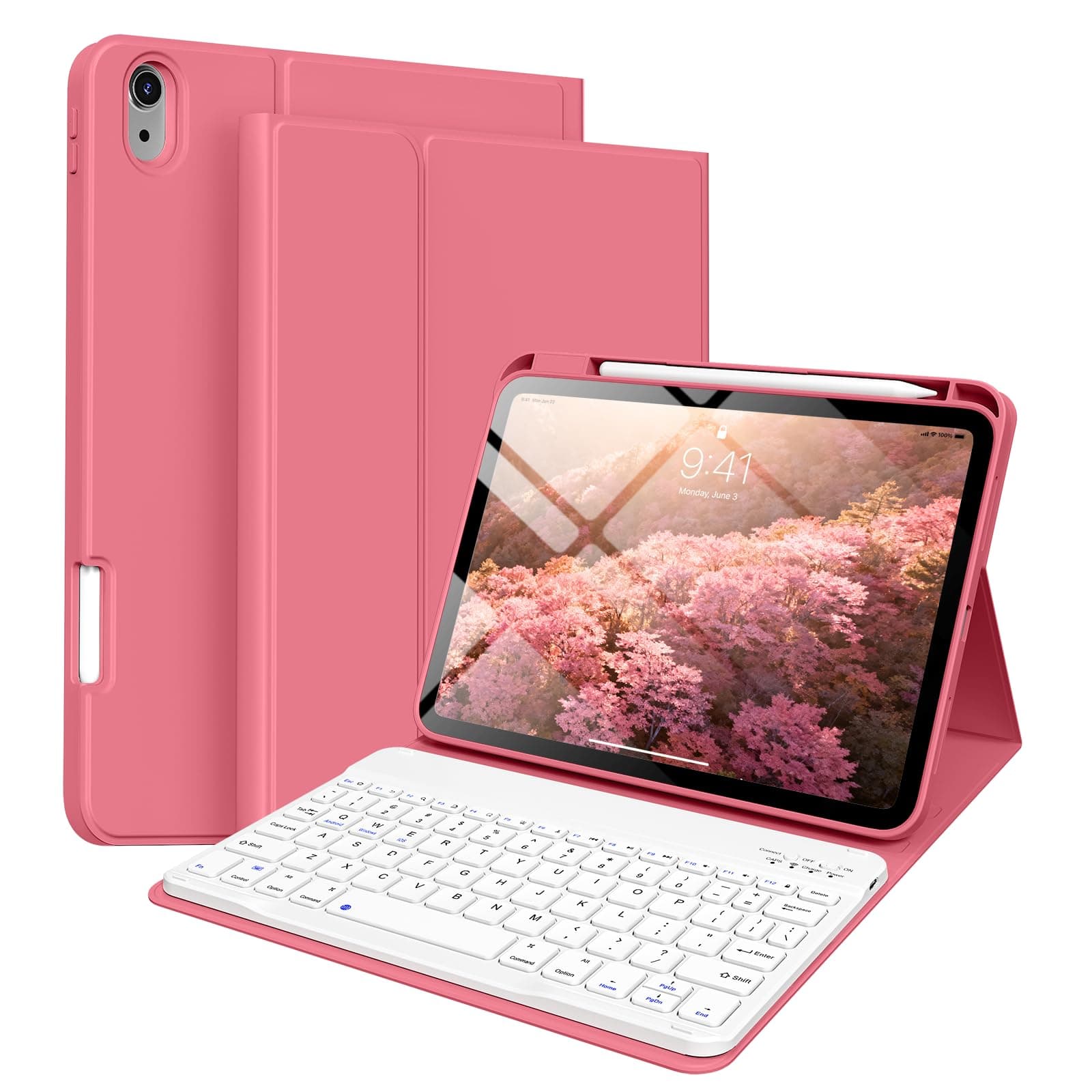 BQDIYOO Keyboard Case for iPad 11th Generation (A16), 10th Gen, Red