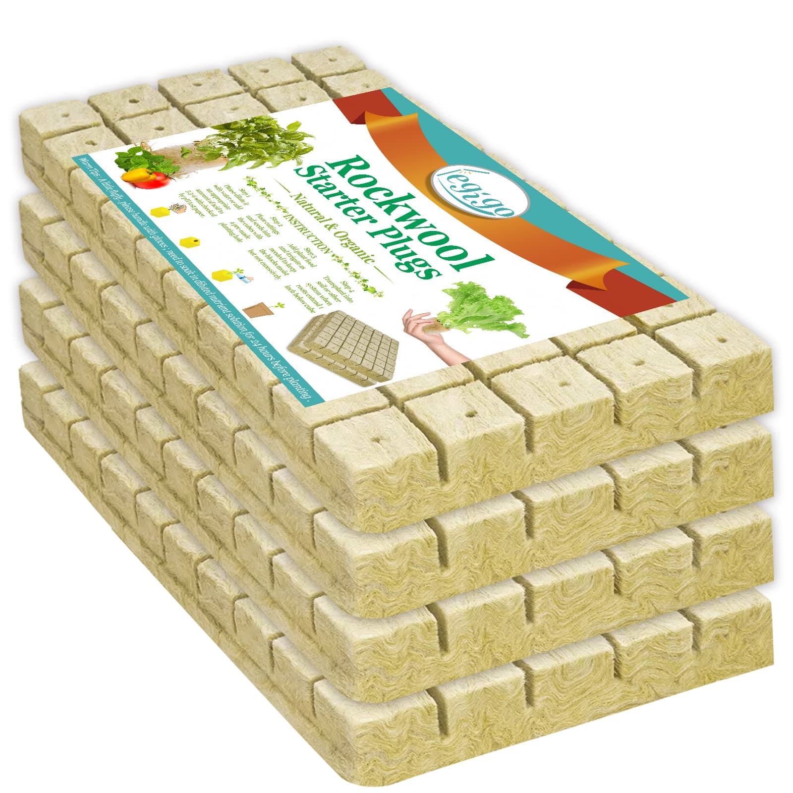 Legigo 1 Inch Rockwool Cubes Seed Starter Plugs for Hydroponics, 200 Plugs