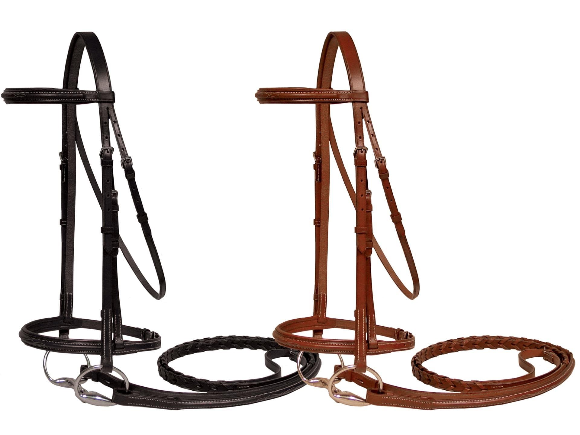 Paris Tack Padded Raised Fancy Stitched Leather English Schooling Bridle with Laced Reins