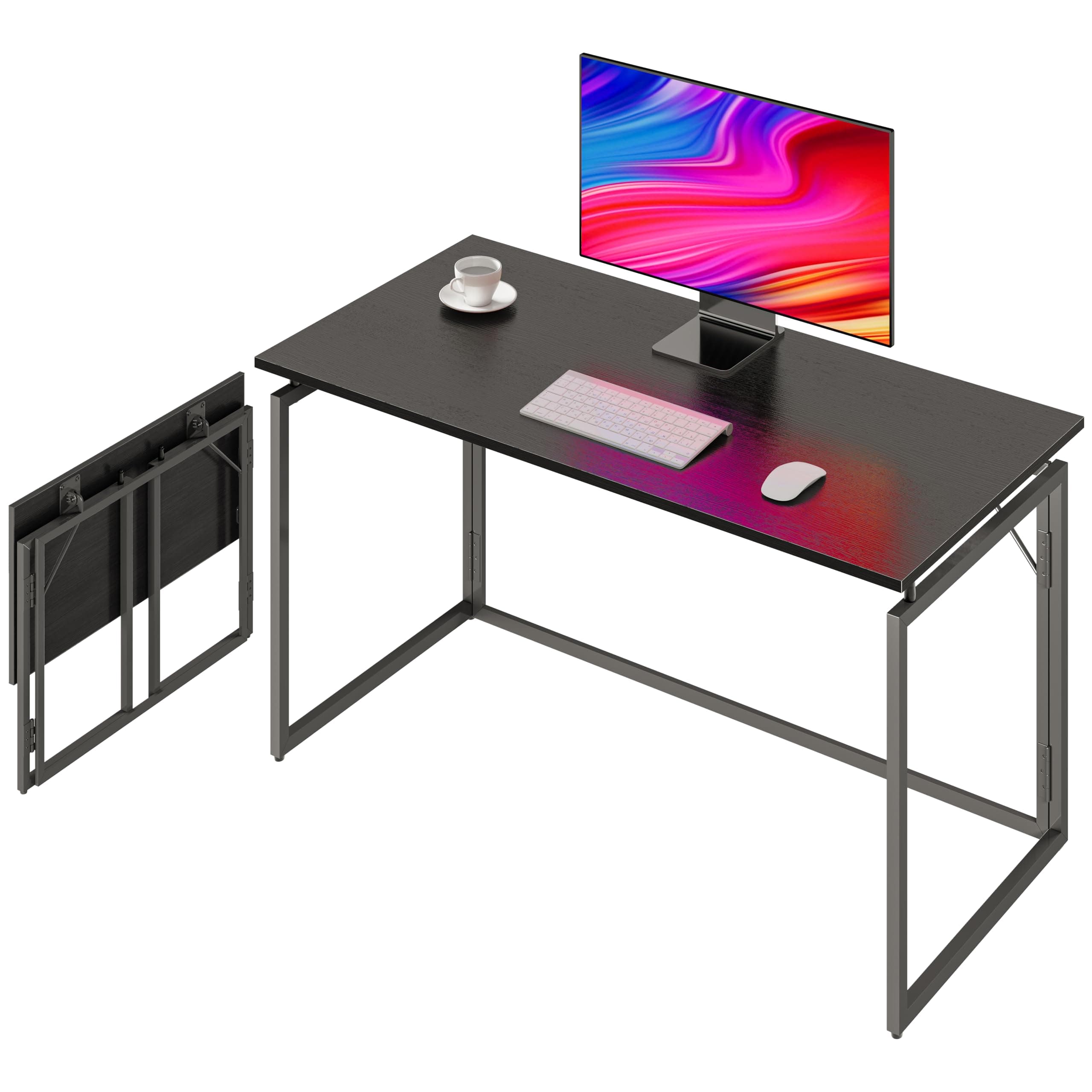 Alawooder 39.4" Folding Desk: No Assembly, Wood Top for Small Spaces
