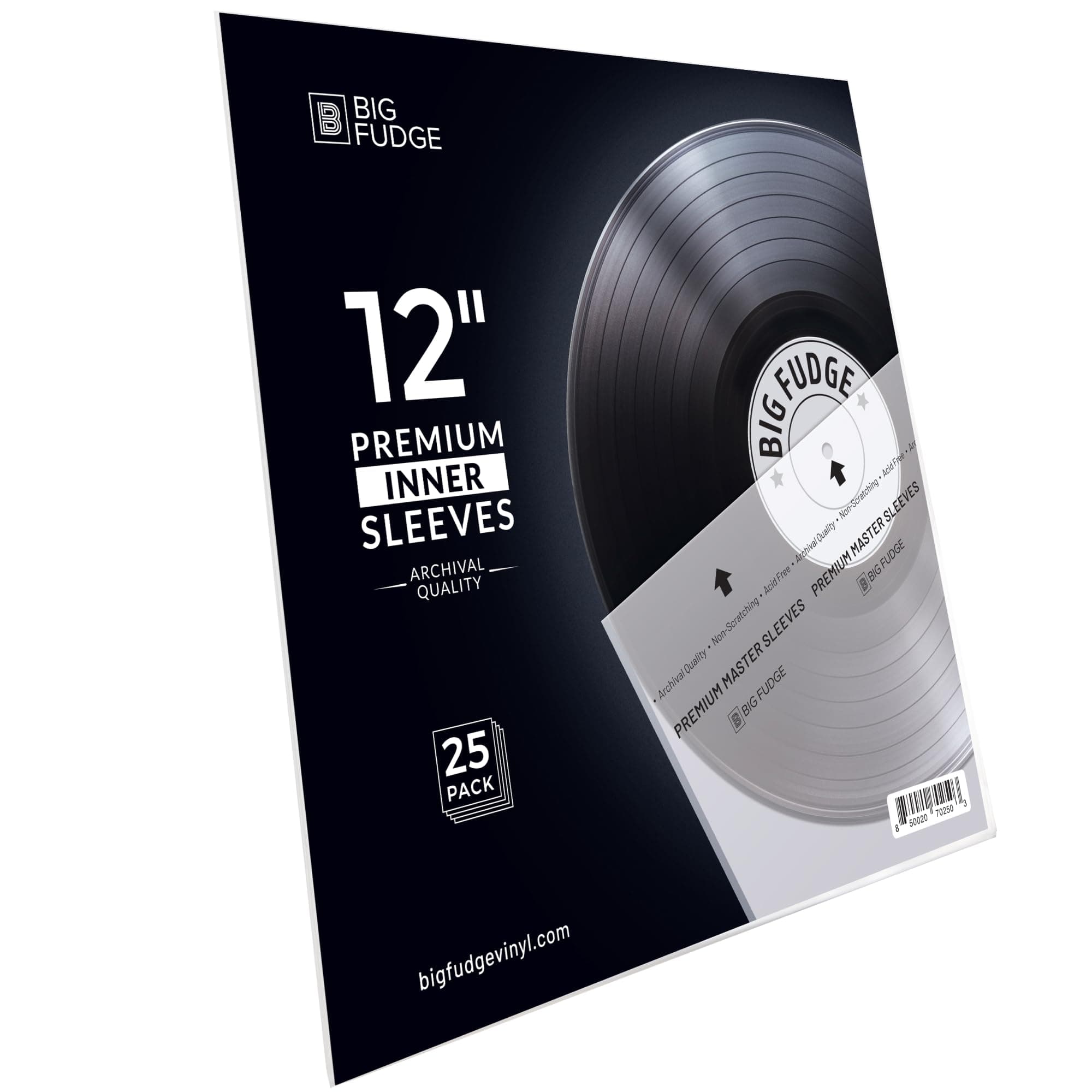 Big Fudge 25x Premium Inner Vinyl Sleeves - Record Sleeves for 12 inch Vinyl Records - Clear 3-Ply LP Album Covers with Anti Static Rice Paper - Acid Free Protective Cover