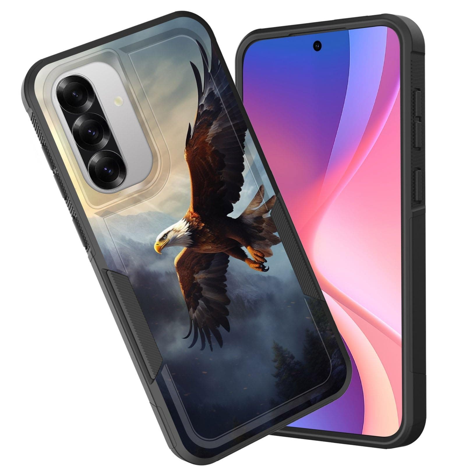 CICPLKSE for Galaxy A36 5G/A56 5G Case,Dual Layer Heavy Duty Hybrid Shockproof Hard PC Soft Silicone TPU Bumper Protective Cover Case for Samsung Galaxy A36/A56 5G 6.7",Eagle Flying Over Mountain