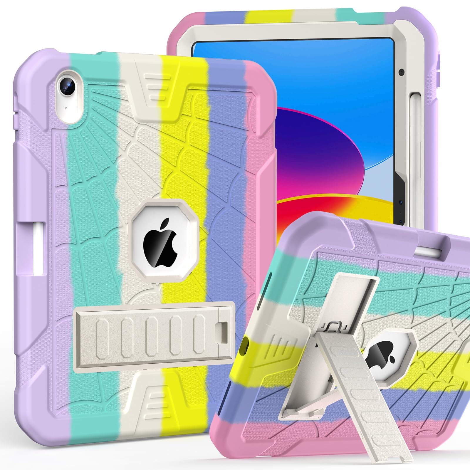 SIBEITU iPad Case 10th Generation for Kids,Colorful Pink
