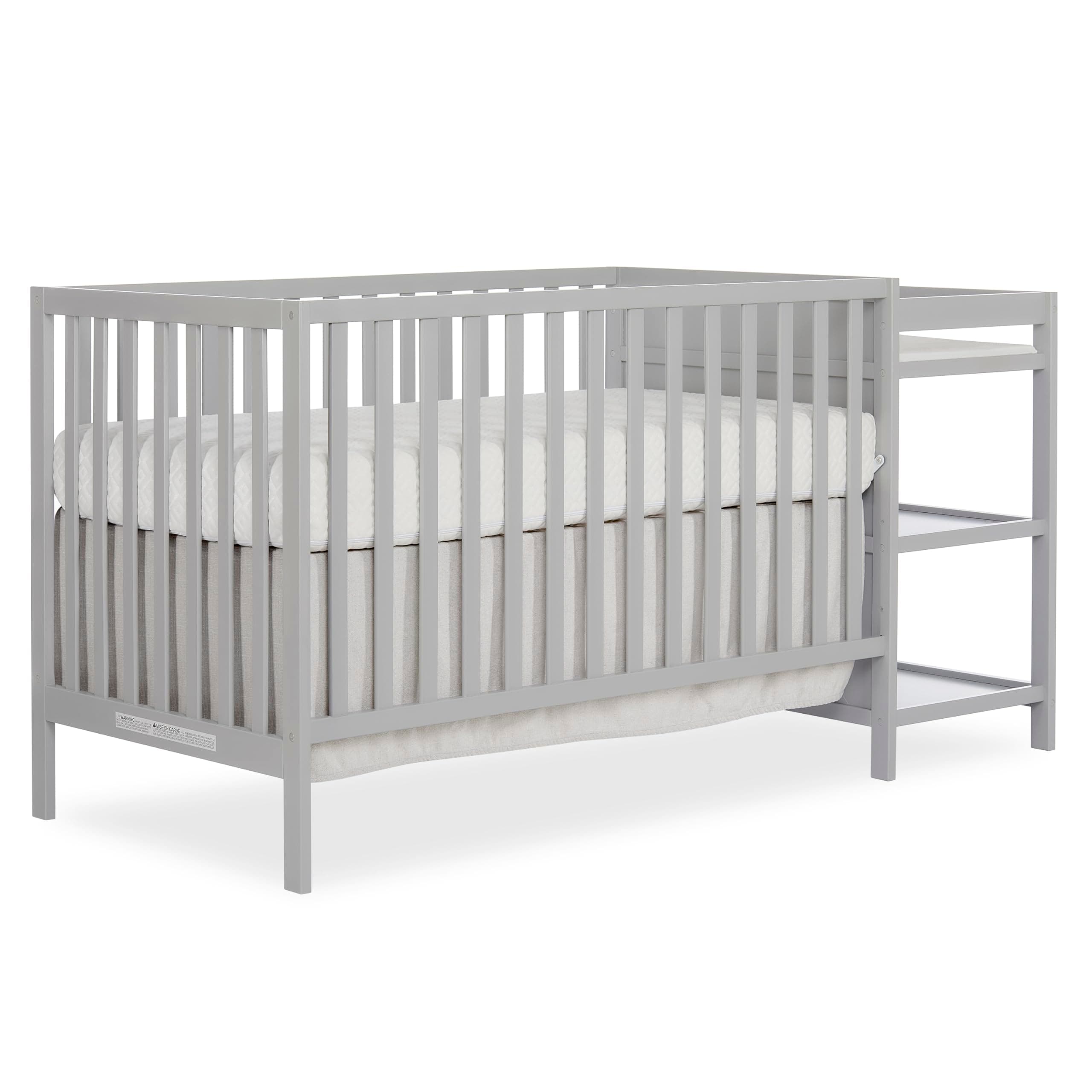 Dream On Me Synergy Convertible Crib And Changer In Pebble Grey, JPMA Certified, Non-Toxic Finish, Constructed Of Solid Pinewood, 4 Mattress Height Settings