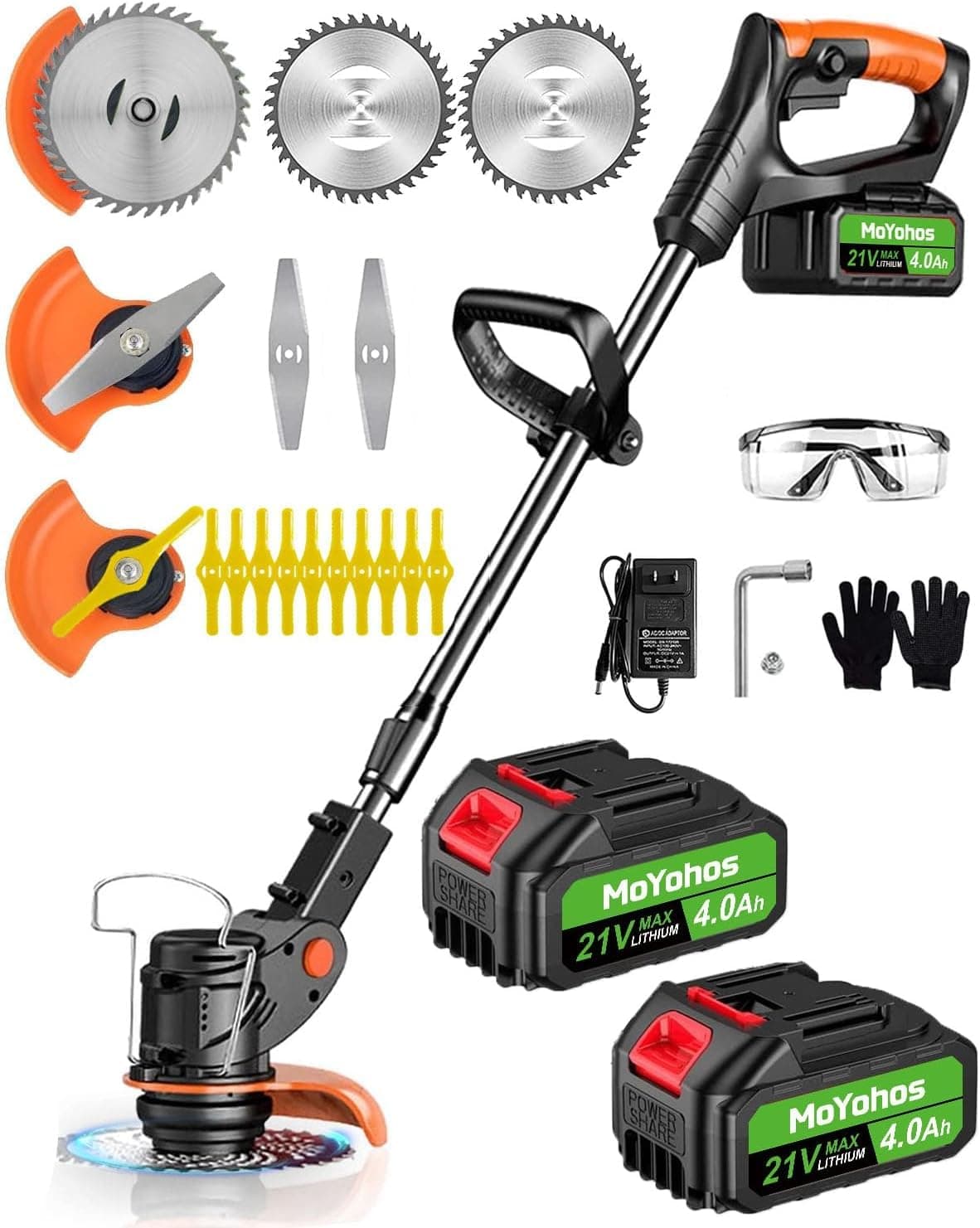 Weed Wacker Cordless, 3 in 1 Weed Cordless Eater, Lightweight Brush Cutter/Weed Trimmer, 21V Electric Grass Trimmer Battery Powered (Black)