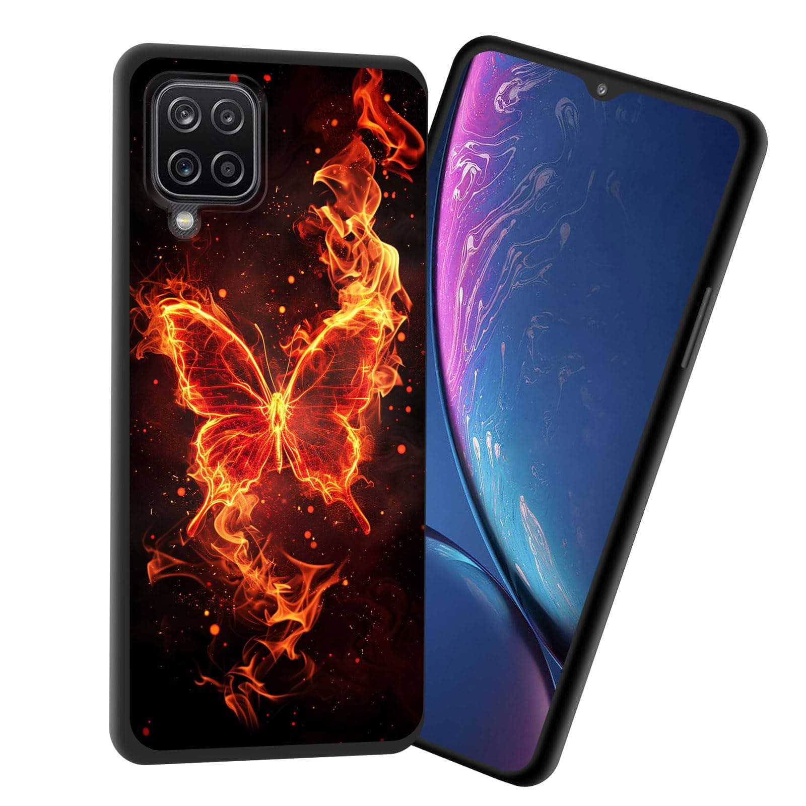JHYYTUJTYP for Galaxy A22 5G Case,Premium Soft Silicone Slim Rubber Full Body Drop Protection Shockproof Cover Phone Case for Samsung Galaxy A22 5G,Fire Butterfly
