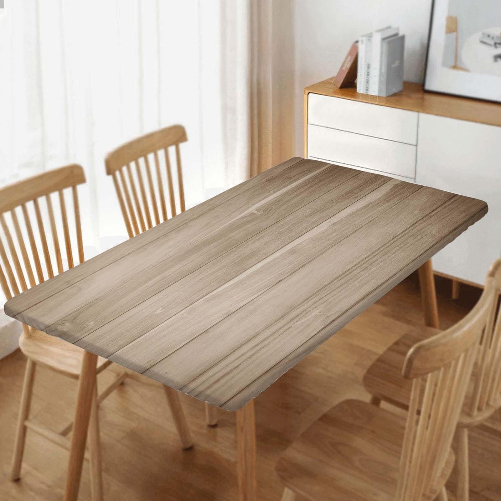 JRMRNEI Rectangle Tablecloth Wood Grain Table Cloth Cover Wooden Plank Fitted Tablecloths for Rectangular Tables Waterproof Polyester Cloths with Elastic Edge, Fit for 48x24 Inch Table, Style 3
