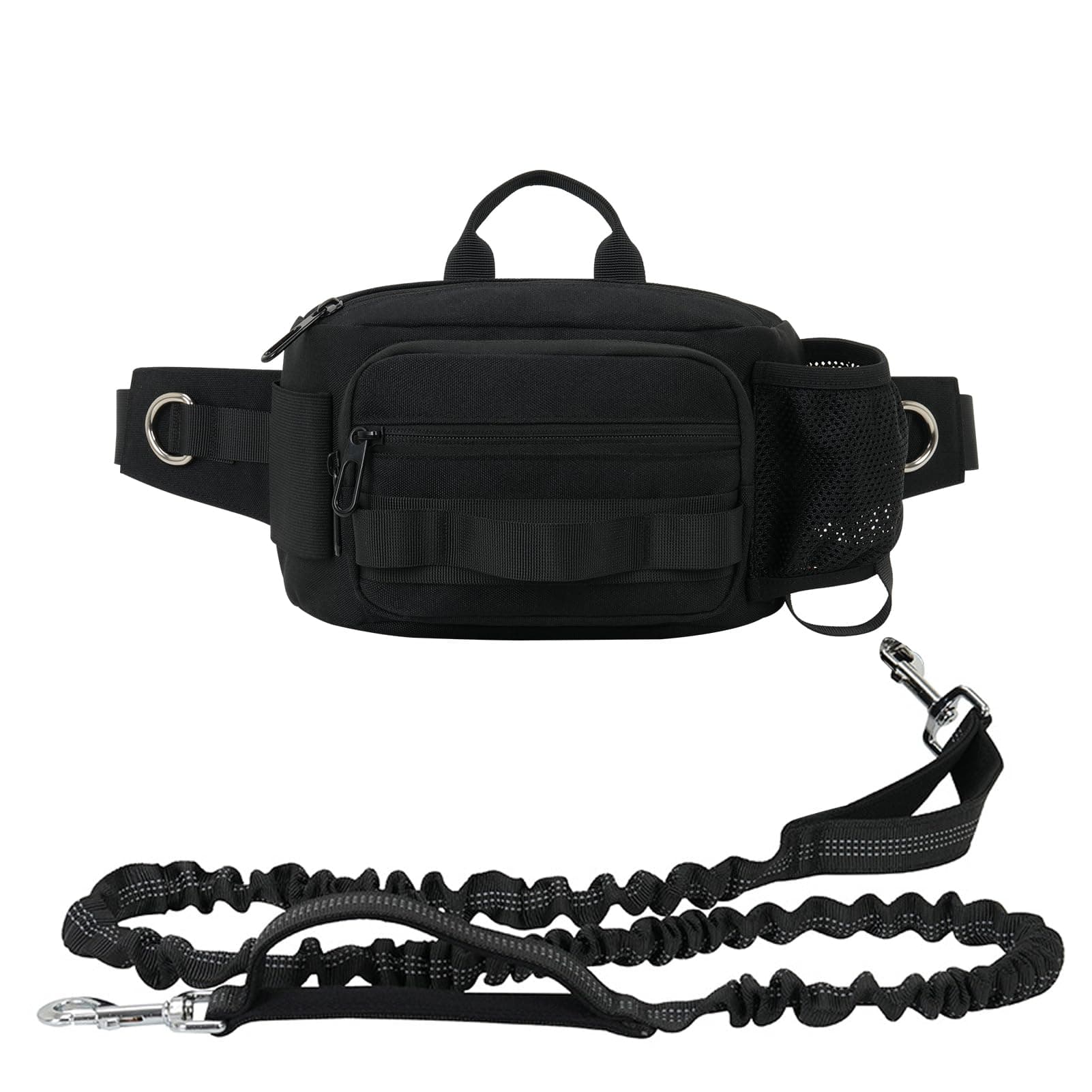 SOUUXIU Retractable Bungee Pet Leash with Multi-Pocket Waist Bag Hands Free Dog Leash for Outdoor Dog Training Walking