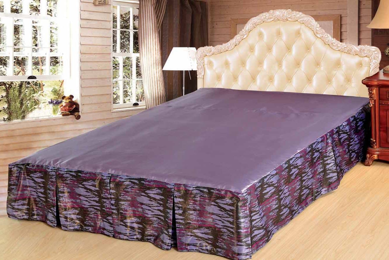 Tache Home Fashion BSK-4362LK Purple King Bed Skirt Satin Bed Ruffle Box Spring Cover, King