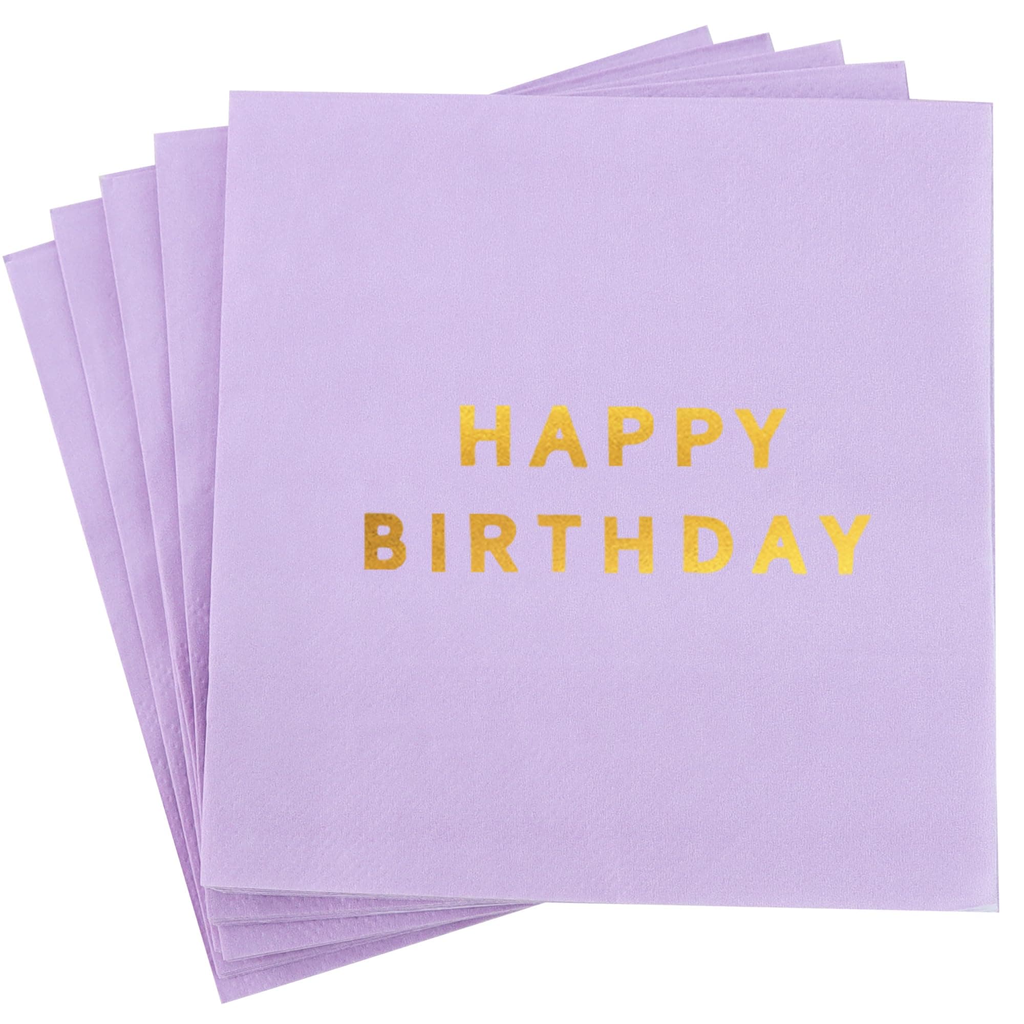 Vuzvuv 52 Pcs Happy Birthday Party Cocktail Napkins-Light Purple