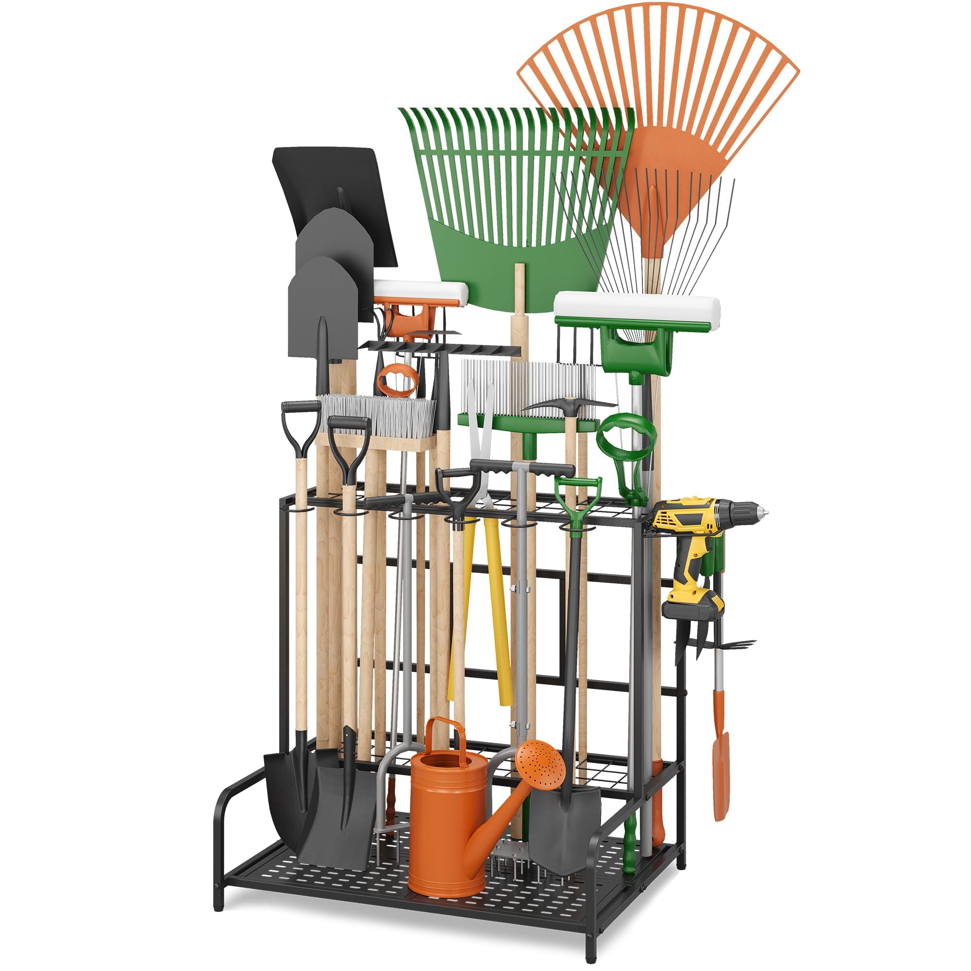 Garden Tool Rack, Up to 39 Tools 12 Hooks Garage Shed Patio Storage
