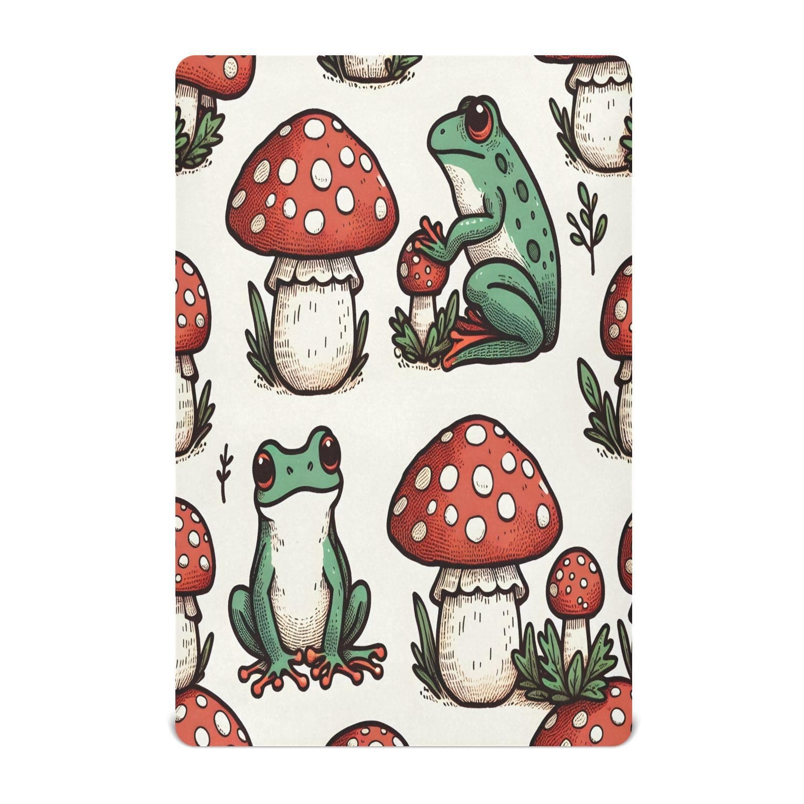 Jihqo Frogs and Mushrooms Crib Sheets for Boys Girls Pack N Play Sheet Soft Breathable Mini Crib Sheets 39" x 27"