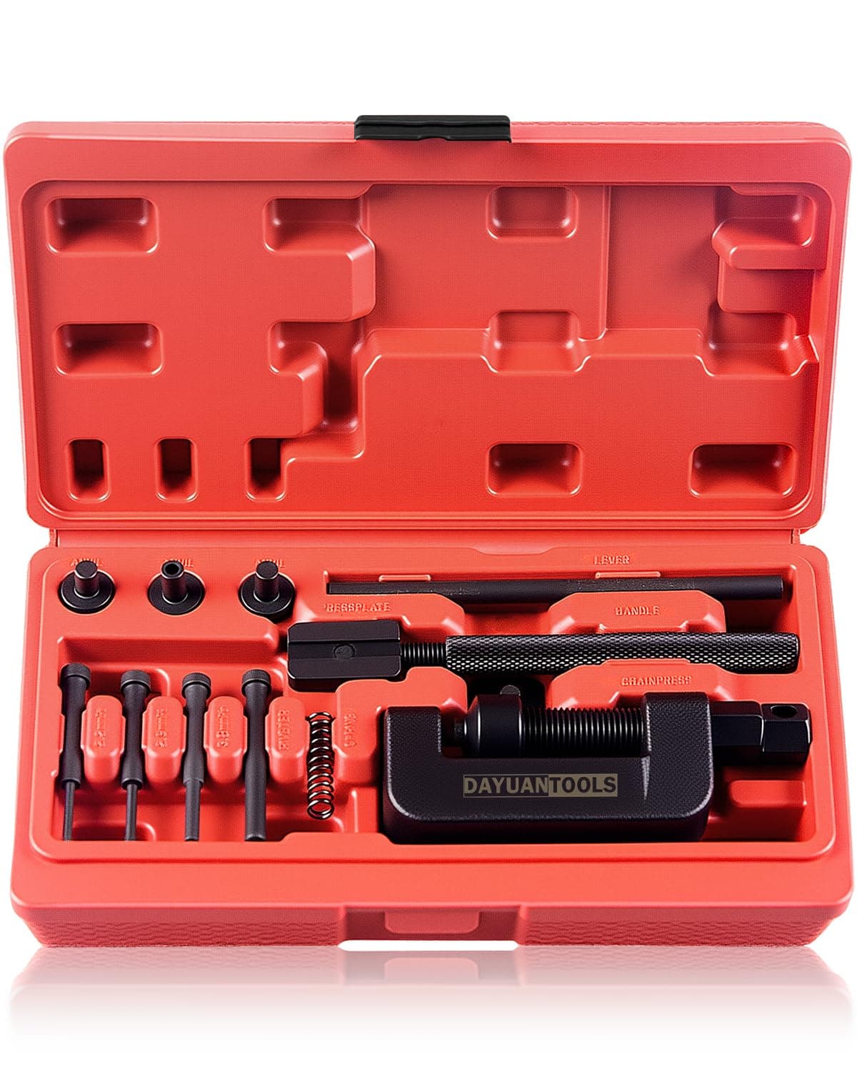 DAYUAN 13 pcs Motorcycle Chain Breaker Set,Chain Removal Tool Chain Cutter and Riveter Kit for Cam and 25 to 630 Chains