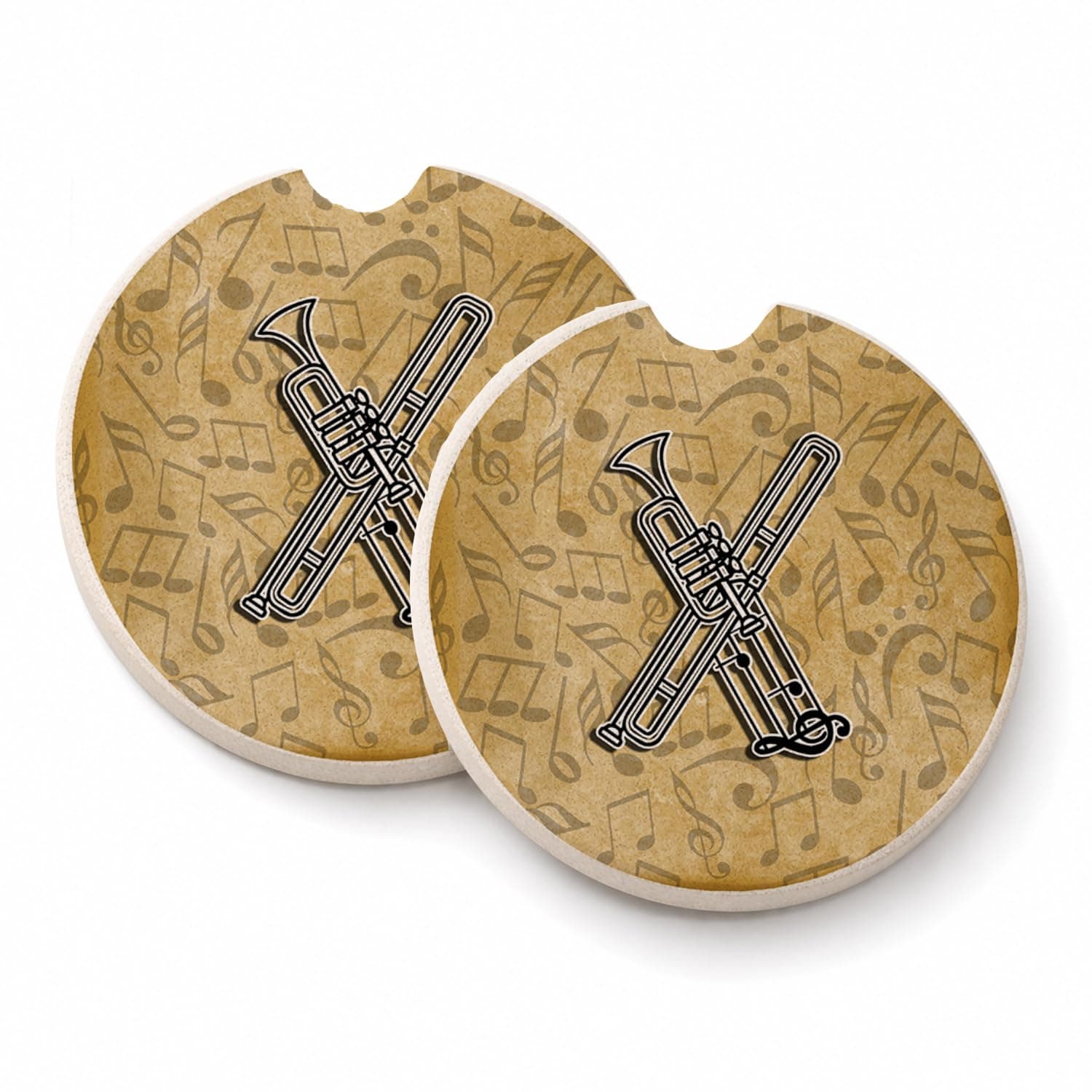 Caroline's Treasures Letter x Musical Instrument Alphabet Set of 2 Cup Holder Car Coasters CJ2004-XCARC, 2.56, Multicolor
