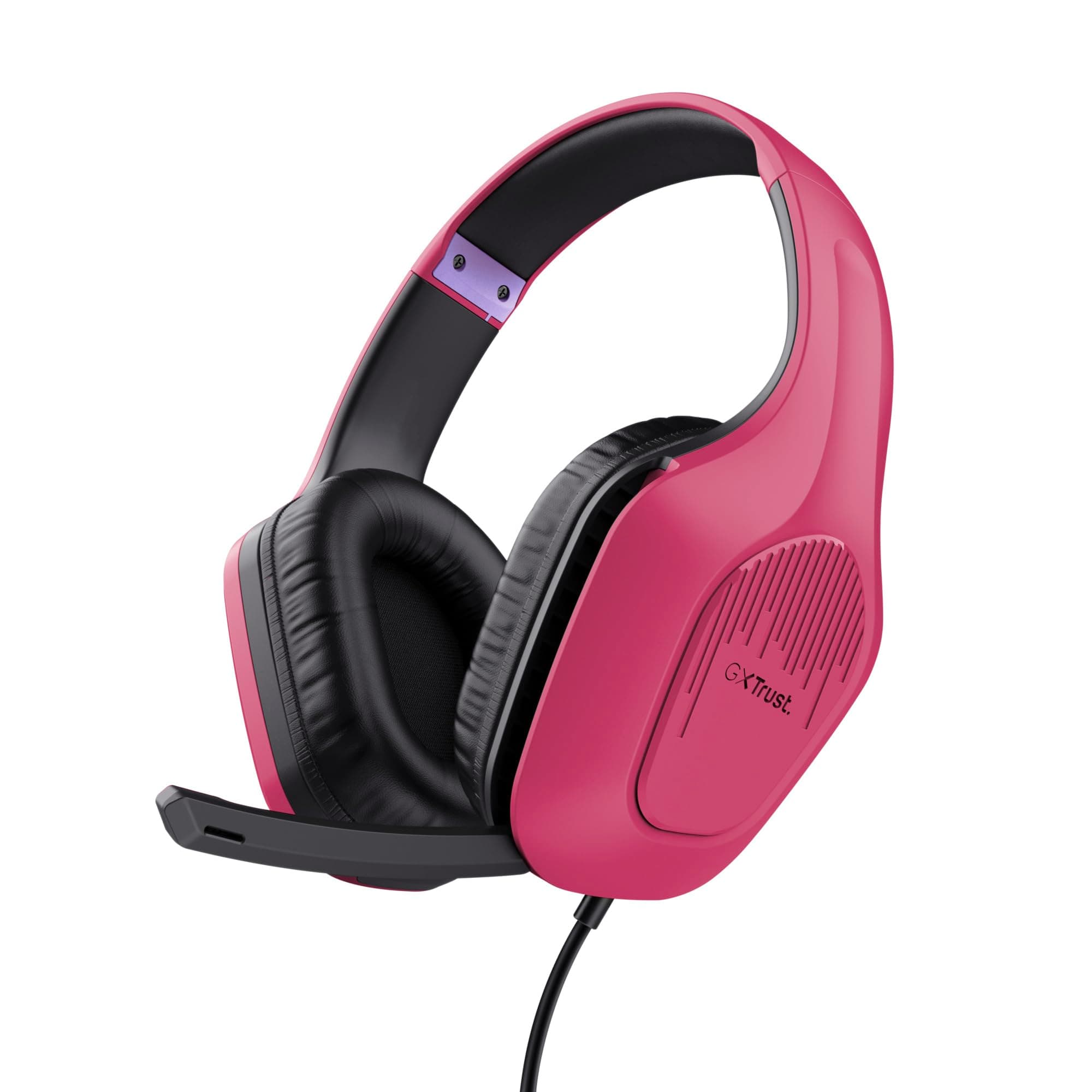 Trust Gaming GXT 415P Zirox Lightweight Gaming Headset with 50mm Drivers for PC, Xbox, PS4, PS5, Switch, Mobile, 3.5mm Connection, Foldable Microphone, Wired Headphones 2m Over-Ear - Pink