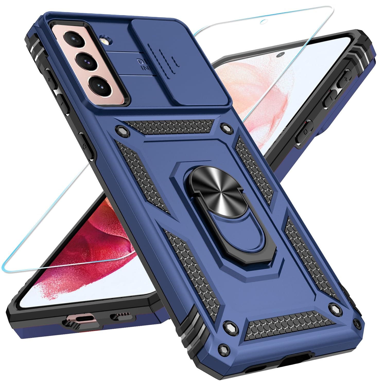 SunStory for Samsung Galaxy S21 Phone Case with Screen Protector,Blue
