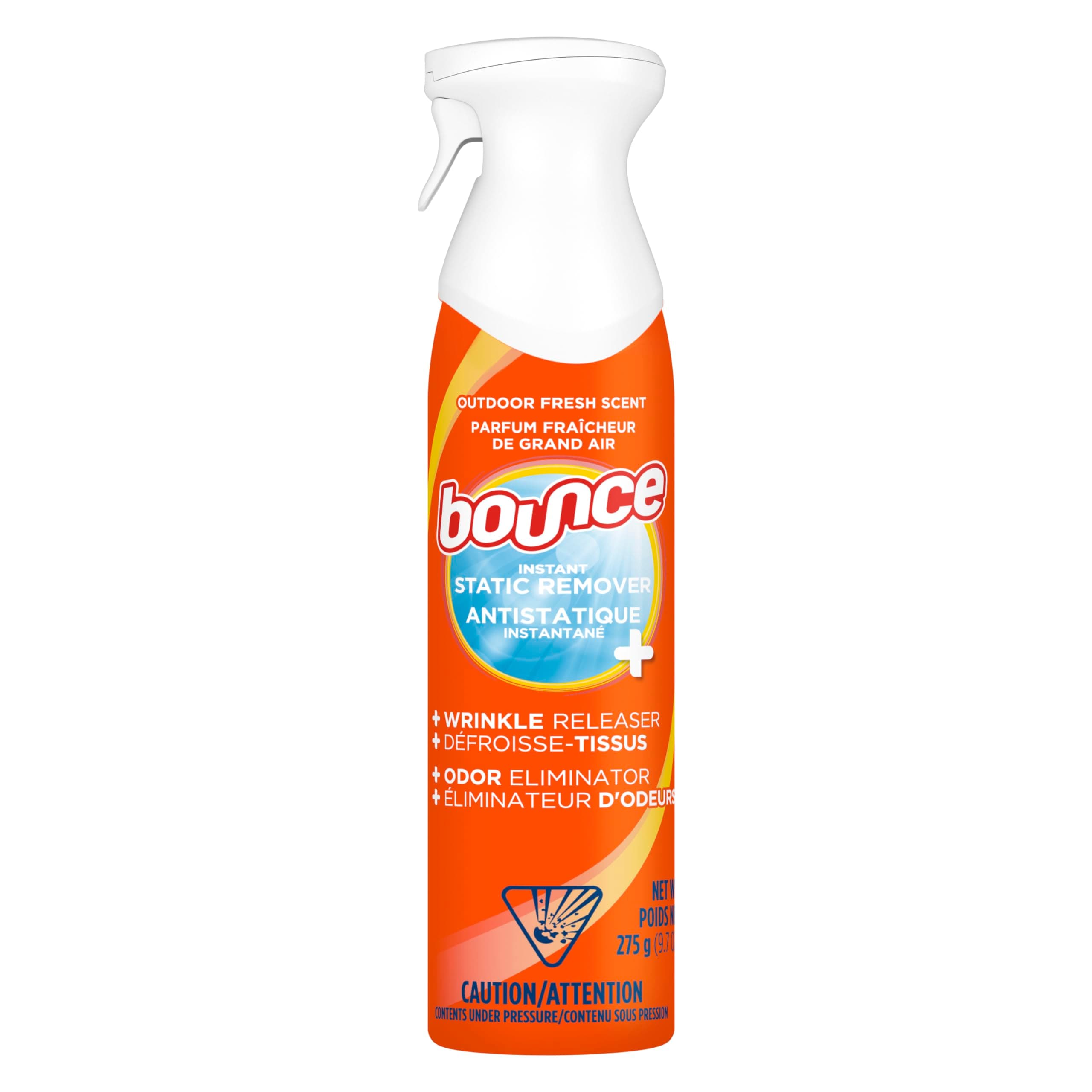 Bounce Anti Static Spray, 3 in 1 Instant Anti Static Spray & Instant Wrinkle Release, Odor Eliminator and Fabric Refresher Spray - 275g
