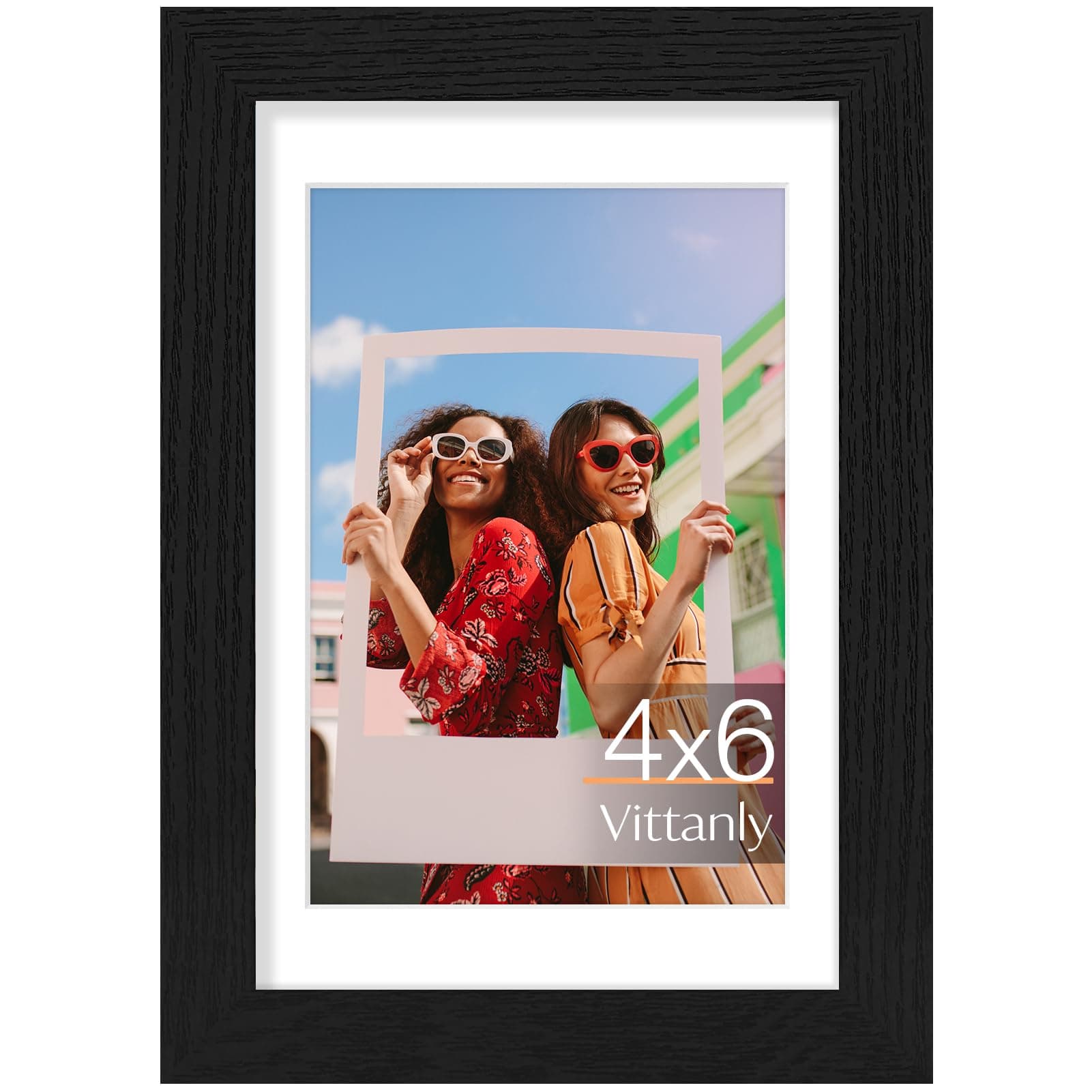 Vittanly 4x6 picture frame, Matted for 3.5x5 Photos, Silver