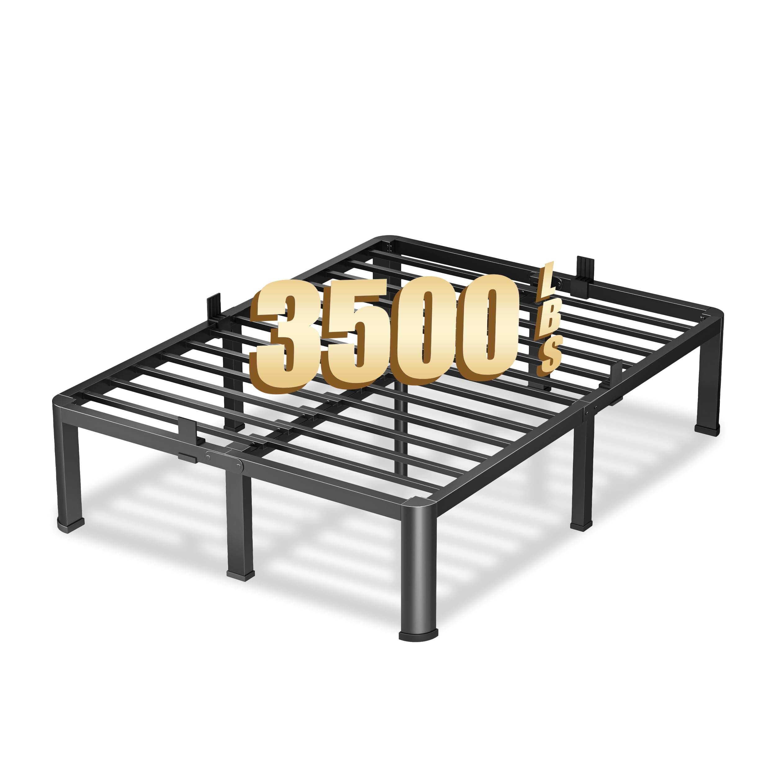 14 Inch California King Heavy Duty 3500lbs Bed Frame with Round-Corner