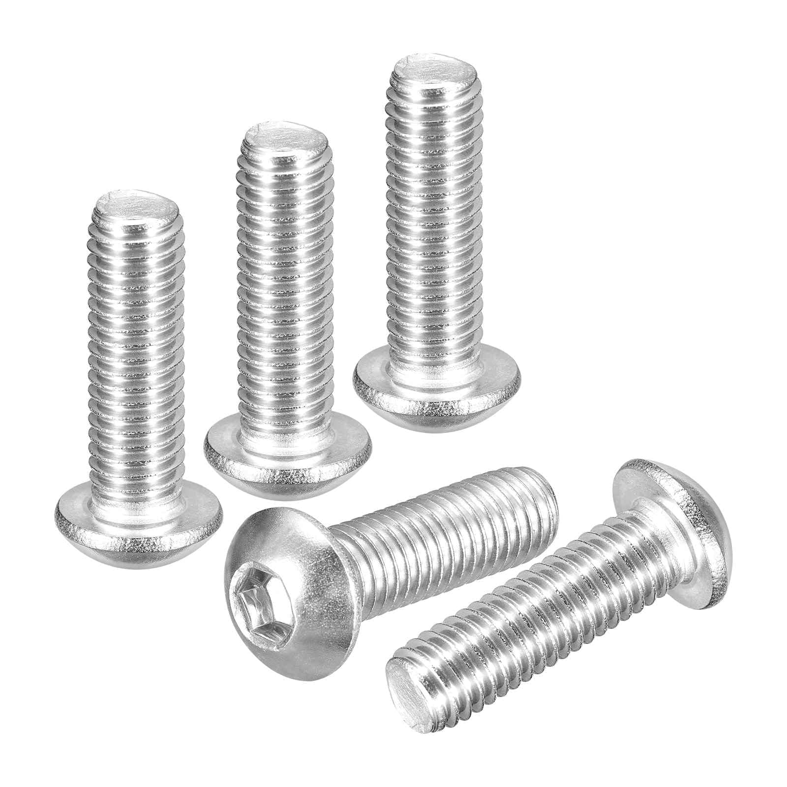 DTGN M8-1.25x25mm Button Head Socket Cap Screws - 25Pack - Good for Road Bicycle, Mountain Bike, Auto, Motorcycle - 304 Stainless Steel Whitewashed - Hex Socket Drive Fasteners