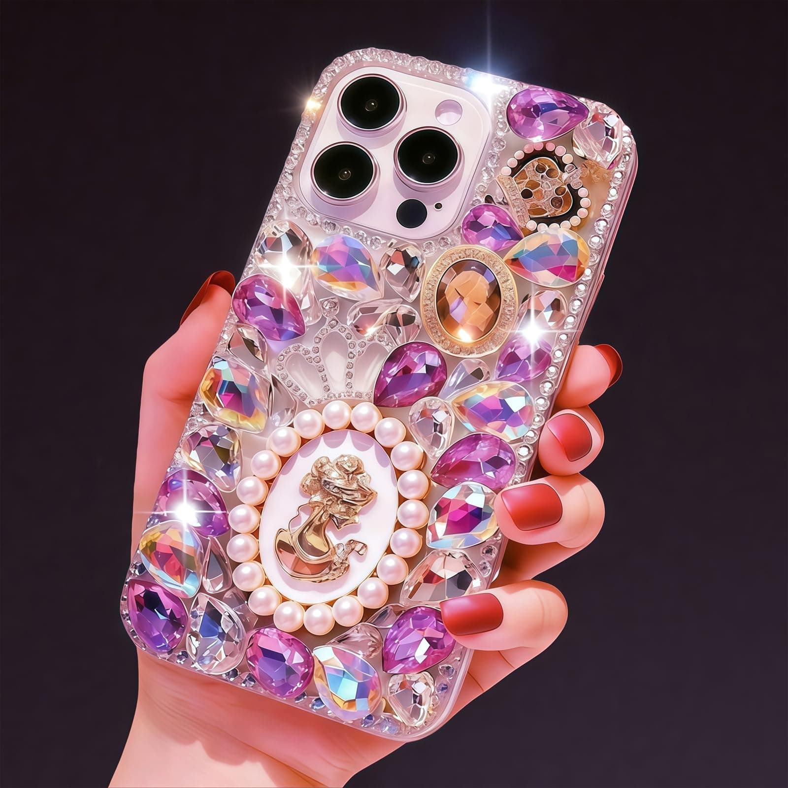 NEALINU for iPhone 17 Case Cute Bling for Women Girls, Luxury 3D Diamond Queen Crown Design Shiny Glitter Sparkle Rhinestone Girly Protective Phone Case