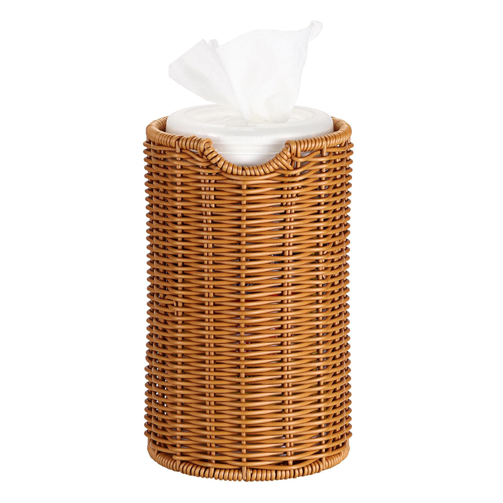 Kokone Woven Wipes Dispenser Compatible for Clorox Lysol, Farmhouse Wipes Canister Holder Cleaning Wipe Dispenser Container, Decorative Rattan Wipes Dispenser Keeper for Kitchen Bathroom Office