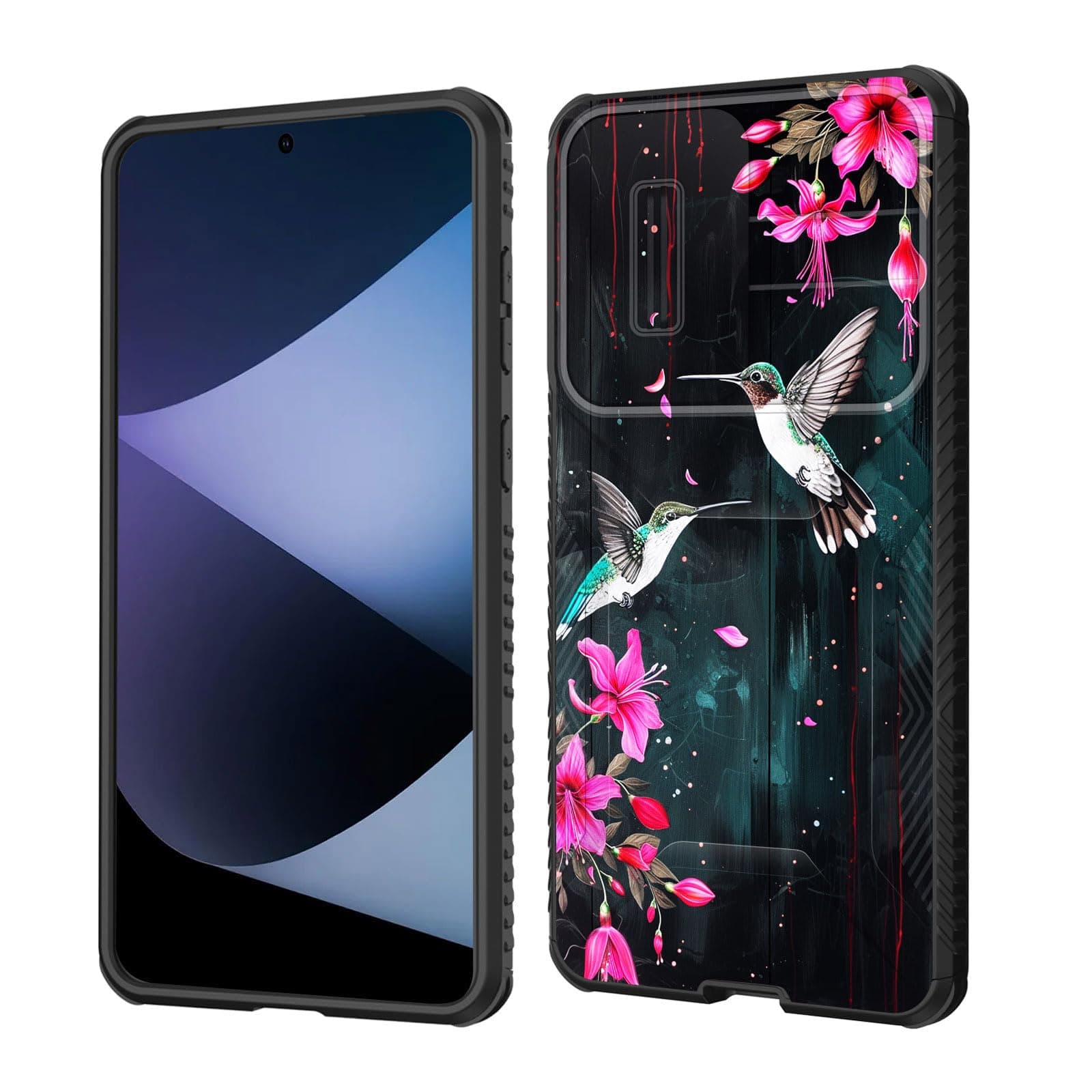 wiaekosef for Galaxy S25 Edge Case Built in Slide Camera Lens Cover,Heavy Duty Shockproof Protection Dual Layer Case for Samsung Galaxy S25 Edge 2025,Flower Hummingbird
