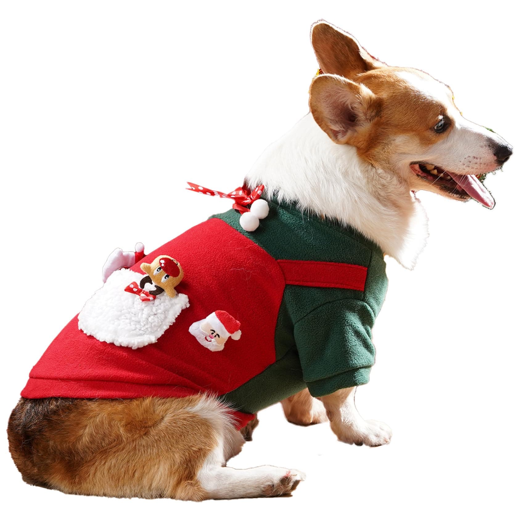 Rswnyirn Pet Cat Puppy Polar Fleece Warm Clothes Santa Costumes Accessories for Christmas Theme Party Red S