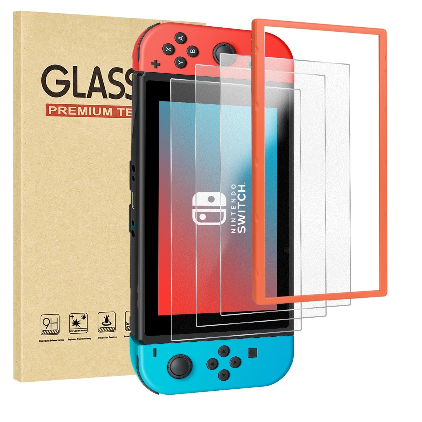 Rvciby 3-Pack Matte Tempered Glass Screen Protector for Switch Model 2017 [6.2 Inch],with Alignment Frame Transparent,Anti Glare, Anti Scratch, Bubble Free, Easy Installation, 9H Hardness, Ultra Thin