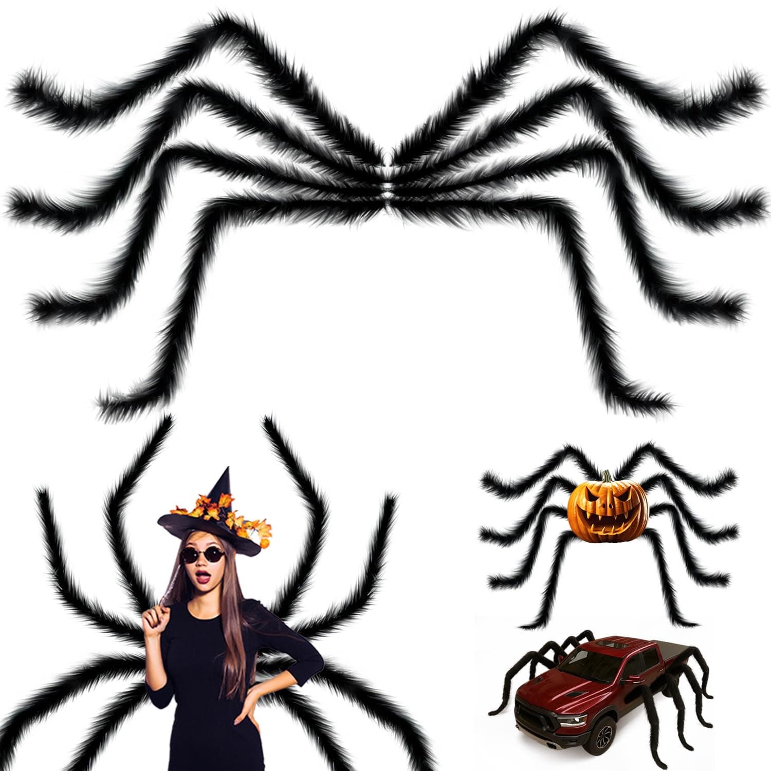 VioraWhite 8 Pcs Halloween Large Spider Legs for Costume,Black,4.92 ft