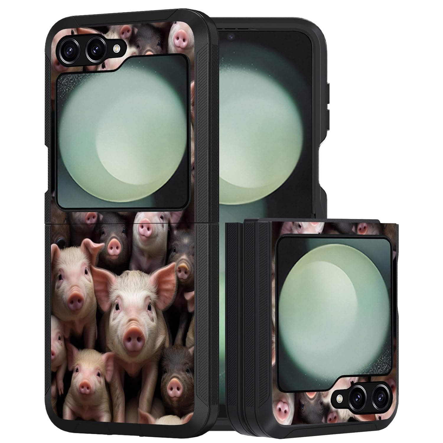 DEHJYYIJUY Designed for Samsung Galaxy Z Flip 6 Case, Shockproof Dust/Drop Proof Heavy Duty Bumper Flip Phone Protective Cover for Samsung Galaxy Z Flip 6 5G (2024)- Cute Pigs Baby