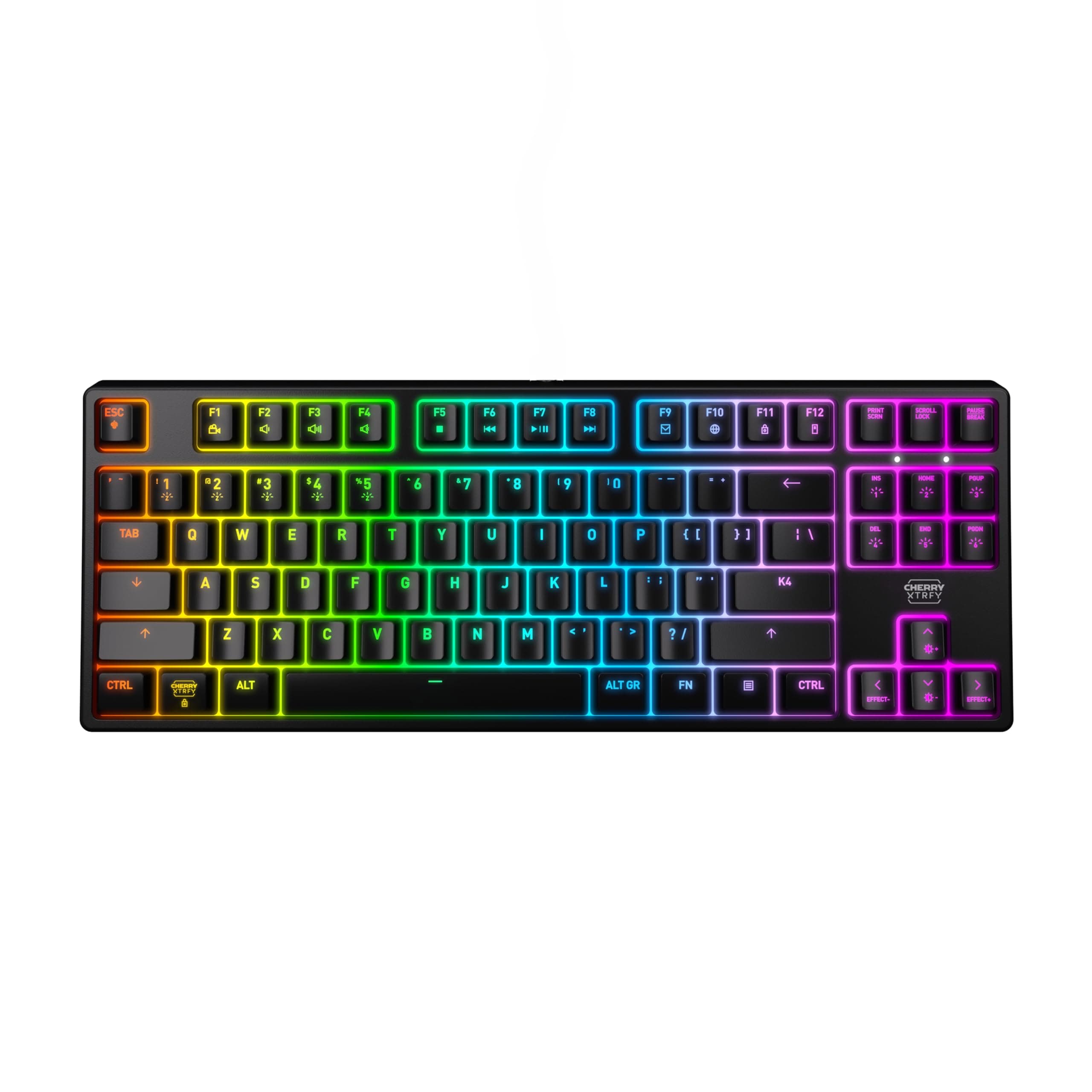 CHERRY XTRFY K4V2 TKL, Tenkeyless Mechanical Gaming Keyboard, Wired (USB-A), Adjustable RGB Lighting, 1000 Hz Polling Rate, Cherry MX2A RED Switches, Black