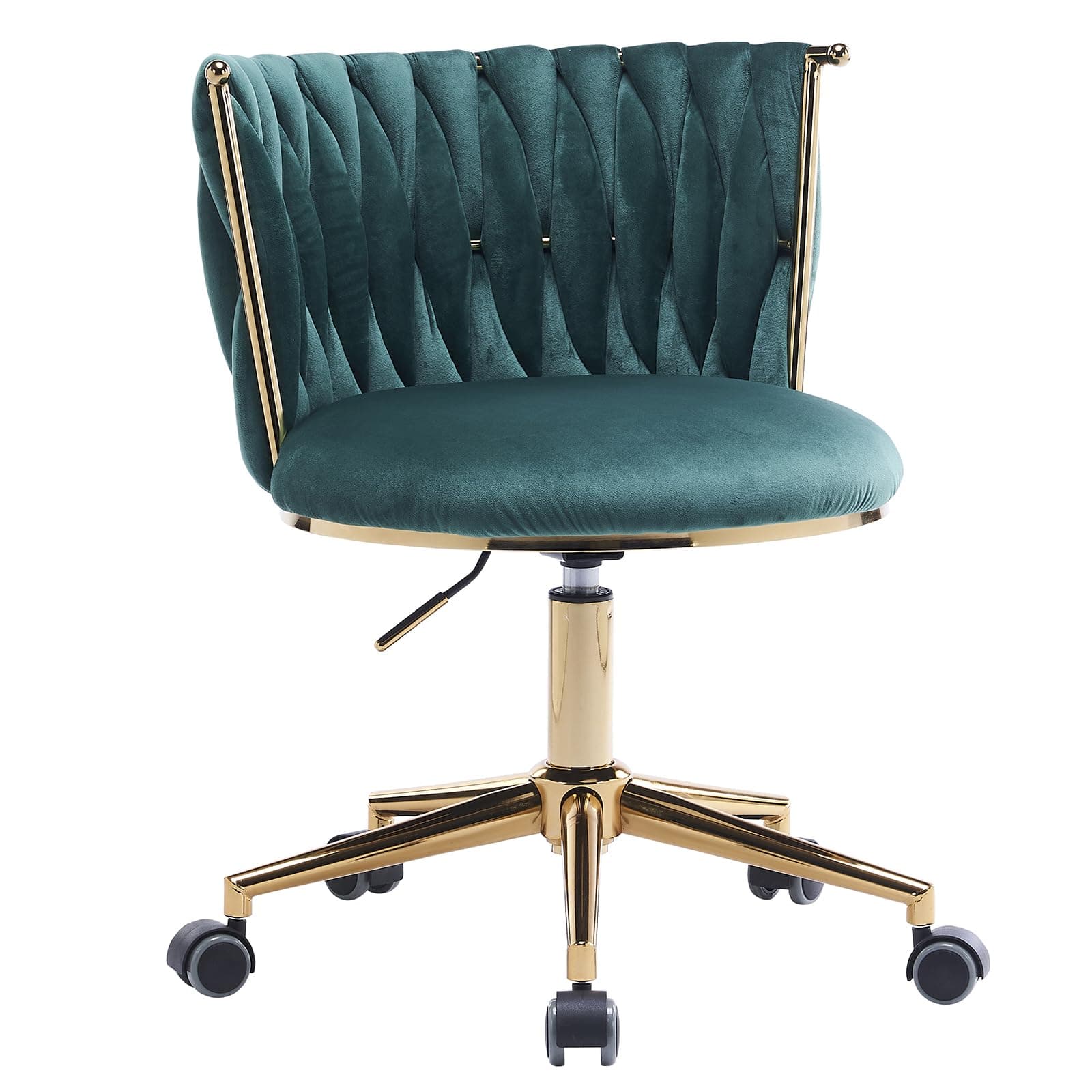 Office Desk Chair, Upholstered Home Office Desk Chairs with Adjustable Swivel Wheels, Ergonomic Office Chair for Living Room, Bedroom, Office, Vanity Study Emerald As Shown