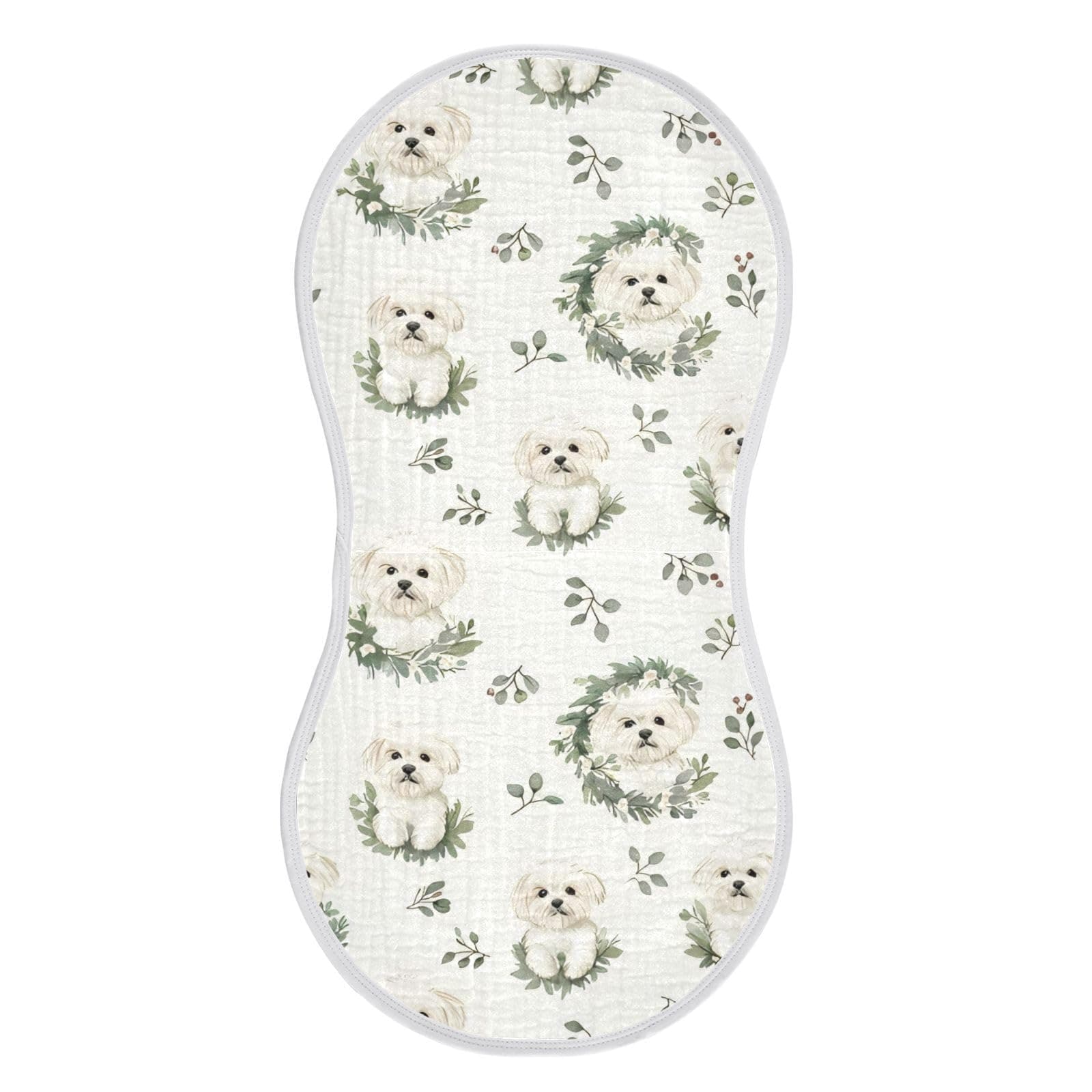 vvfelixl Baby Burp Cloths Cartoon Maltese Dog Wear Wreath Baby Newborn Cotton Burping Cloths Set Babys Washcloths 4 Pack