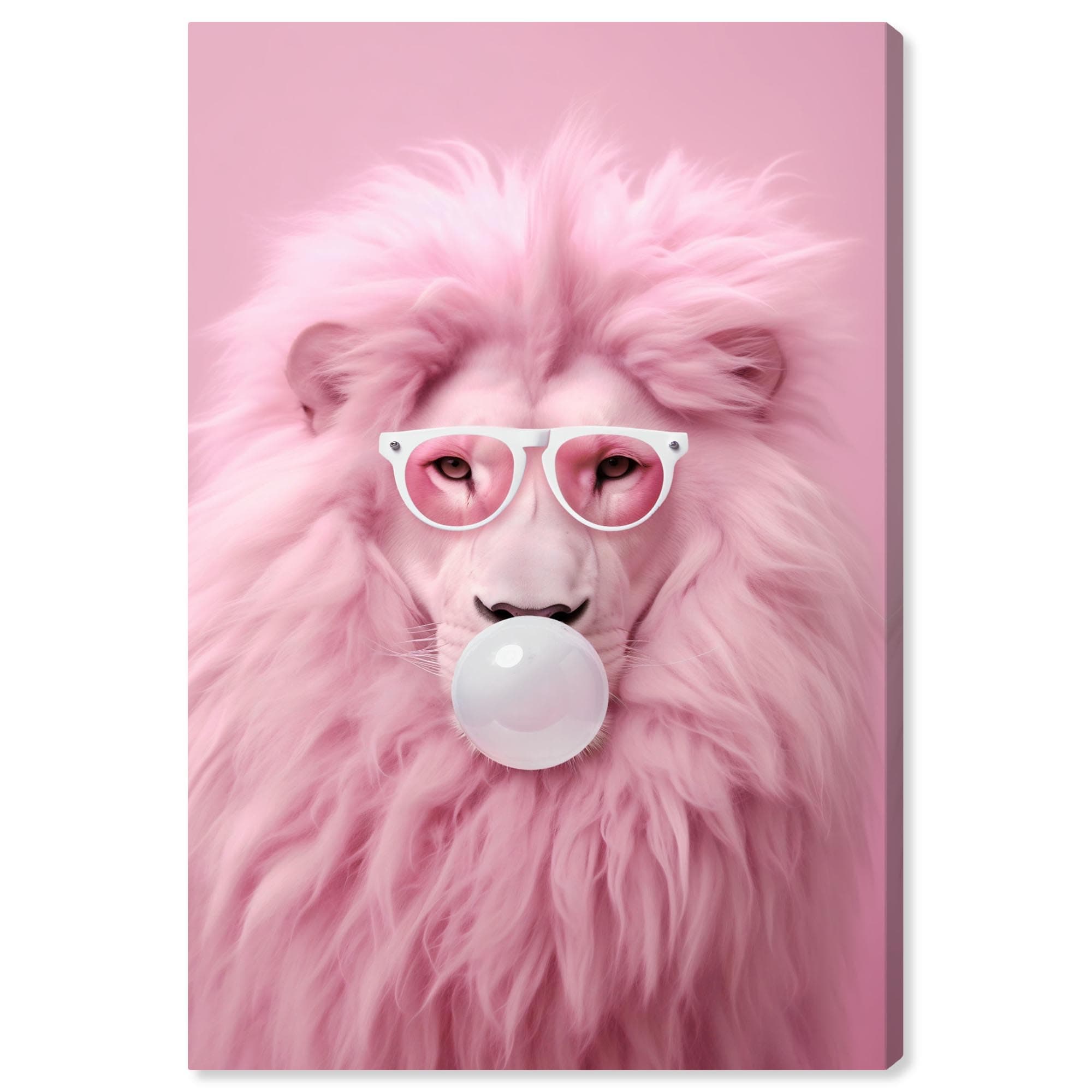 Art Remedy Majestic Bubblegum Lion Canvas Fashion Prints, Gallery Wrapped, 16" x 24"