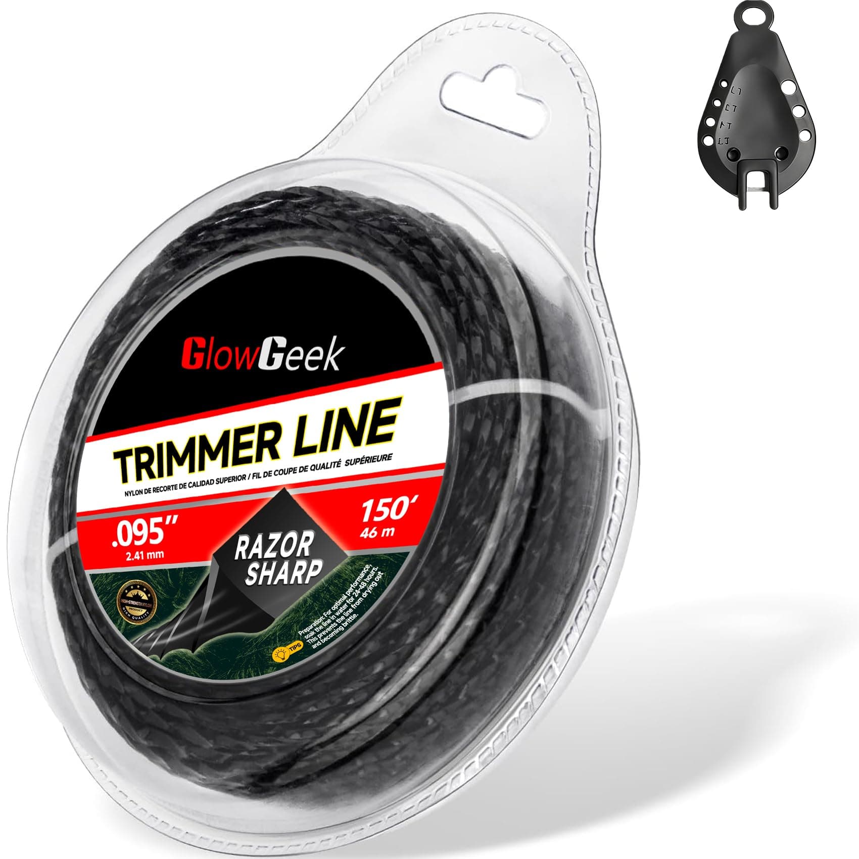 150 ft 0.095 Twisted Weed Eater String for Black Diamond Trimmer Line Replacement, Commercial Heavy-Duty String Trimmer Line for Echo Weed Wacker with Line Cutter(Part # 330095073)
