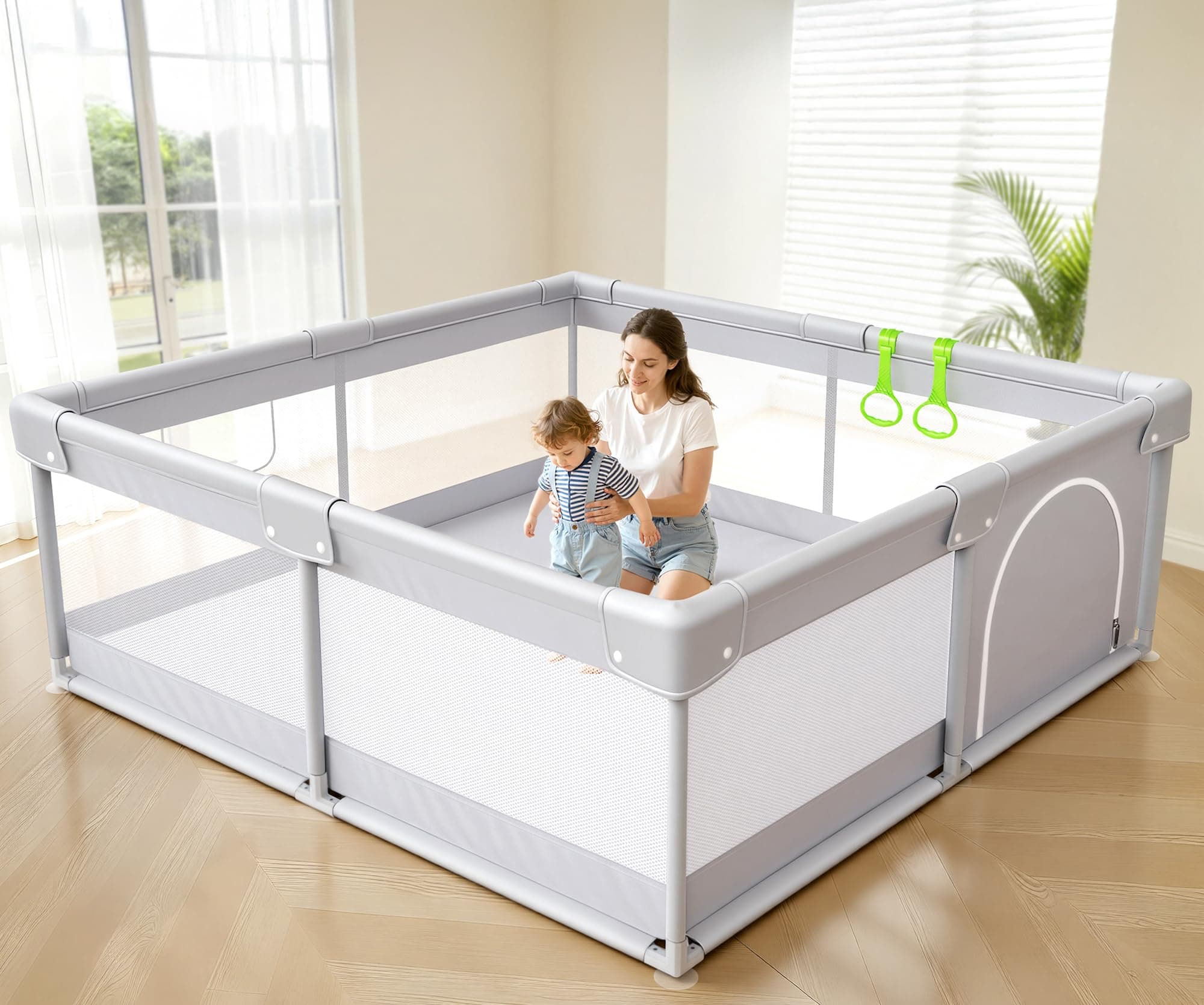 Fodoss Baby Playpen, 47×47in Playpen for Babies and Toddlers with Door