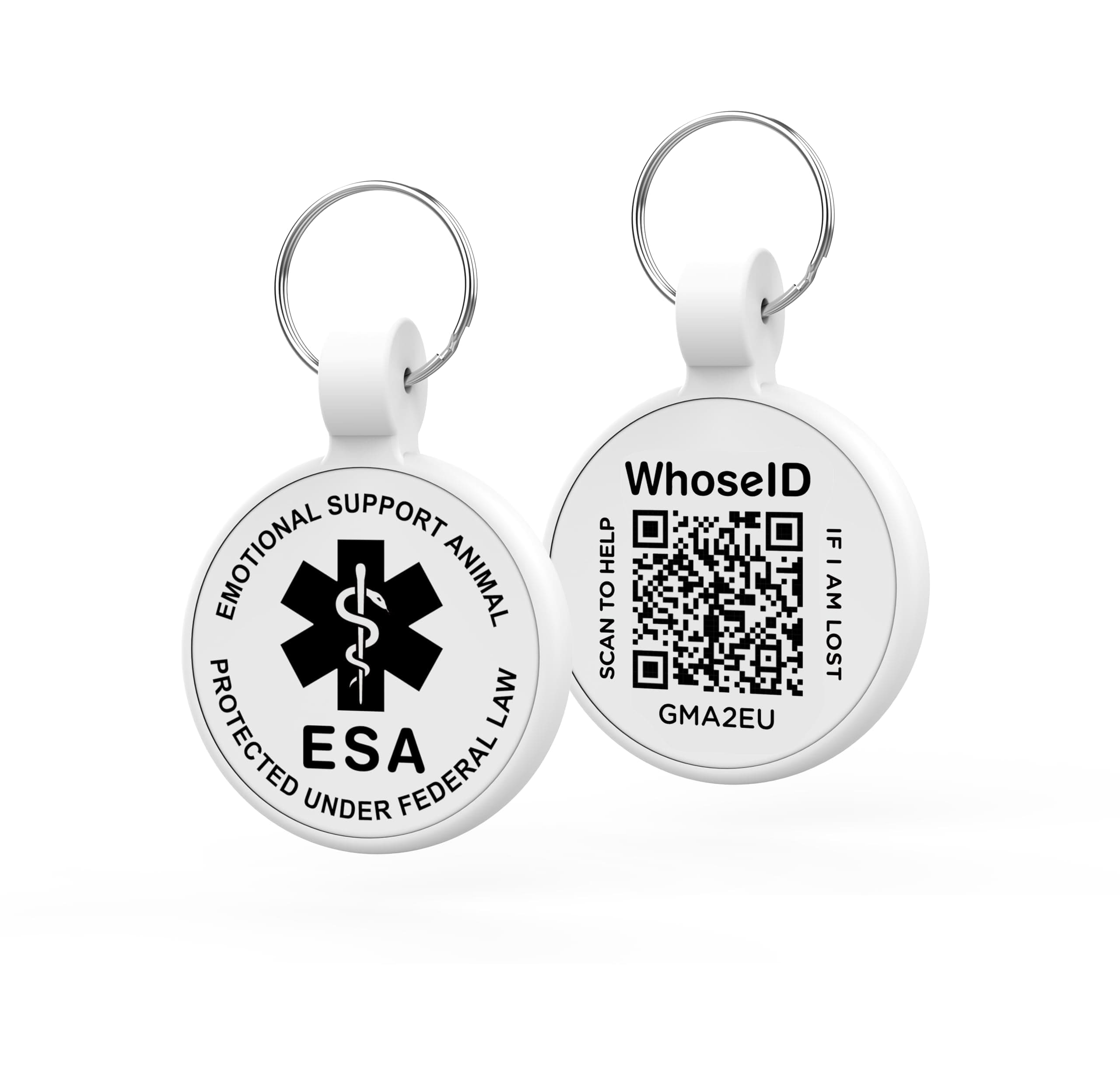 ESA Dog Tag, QR Code Dog Tag, Modifiable Free Pet Online Profile, Scannable QR Code, Scan QR Send Instant Pet Location Alert Email, Silicone Lightweight Pet ID Tag (White, Small)