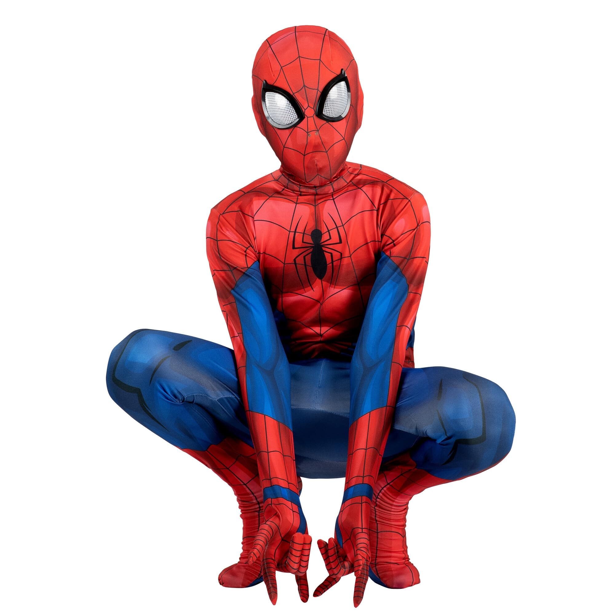 Marvel Spider-Man Official Youth Deluxe Zentai Costume - Stretch Spandex with Hidden Zippers and Wrist Slits (XS)