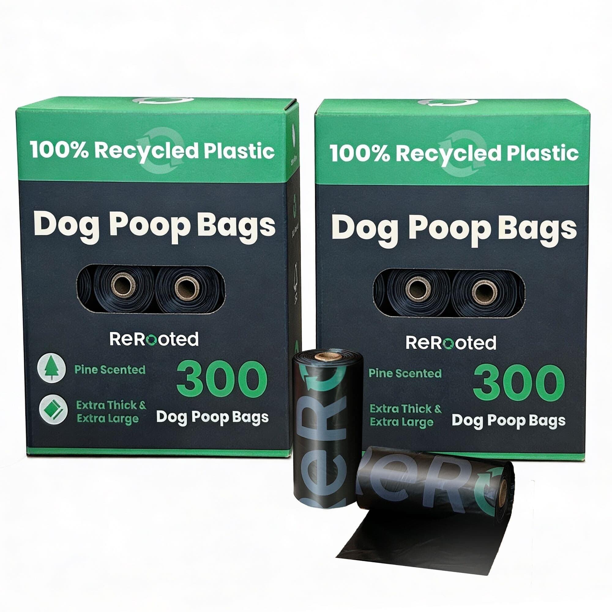 ReRooted - 100% Recycled Leak-Proof Dog Poop Bags - Pine Scented Waste Bags for Clean Walks - Extra Thick, Tear-Resistant, Dispenser Compatible (600 Bags)
