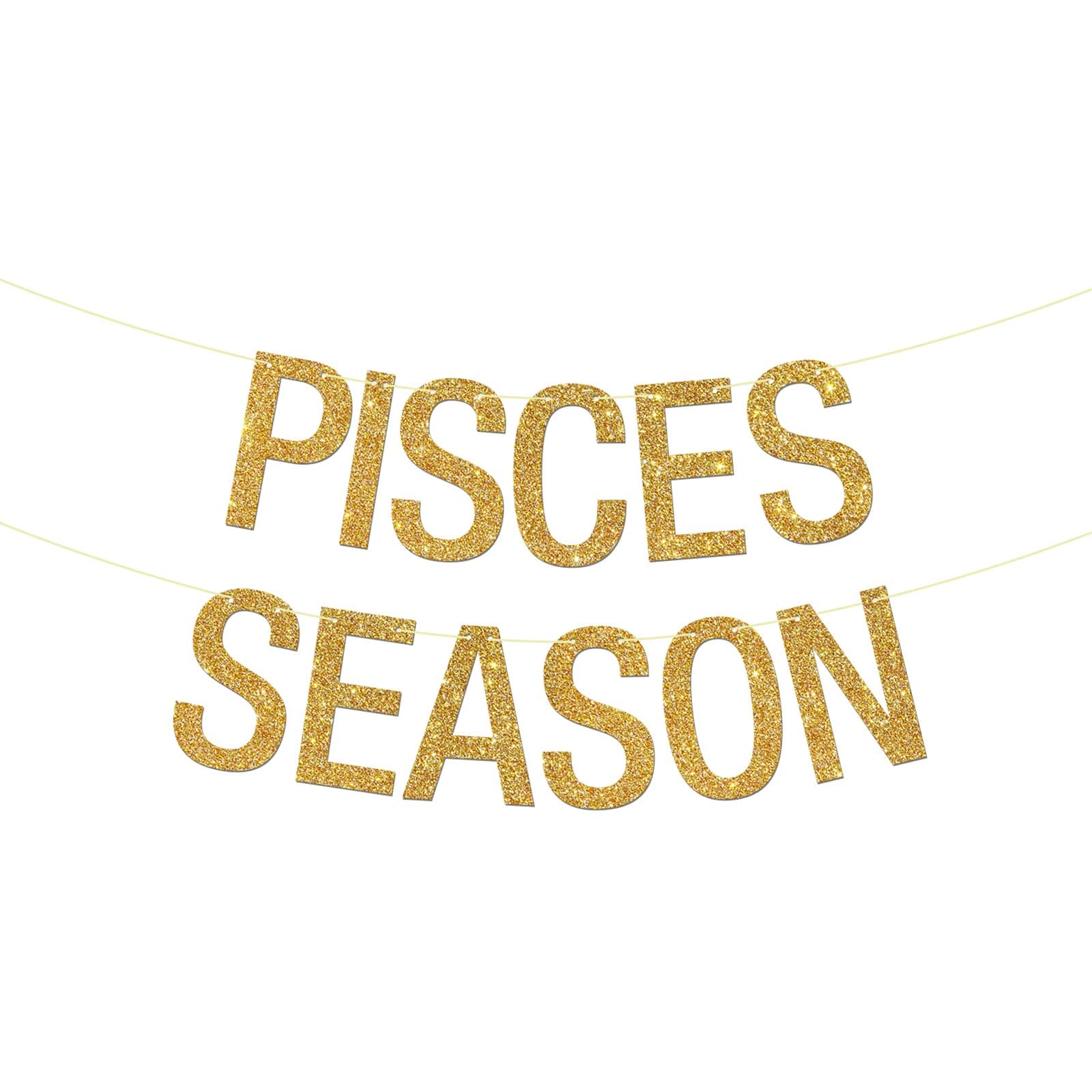 Pisces Season Banner, Pisces Birthday Decorations, Zodiac Birthday Party Decor Gold Glitter